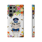 Dog News Floral Samsung Galaxy Phone Case | Cute Dog on Toilet Pattern, Spring Floral