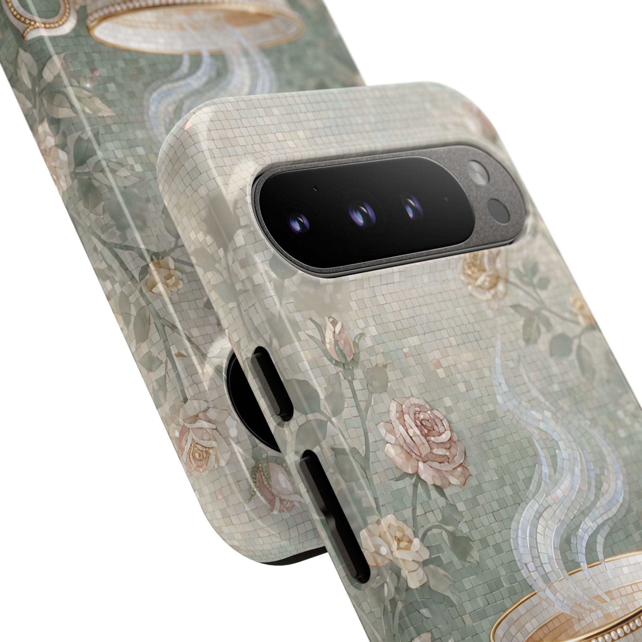 Vintage Floral Teacup Google Pixel Phone Case — Elegant Romantic Smartphone Cover