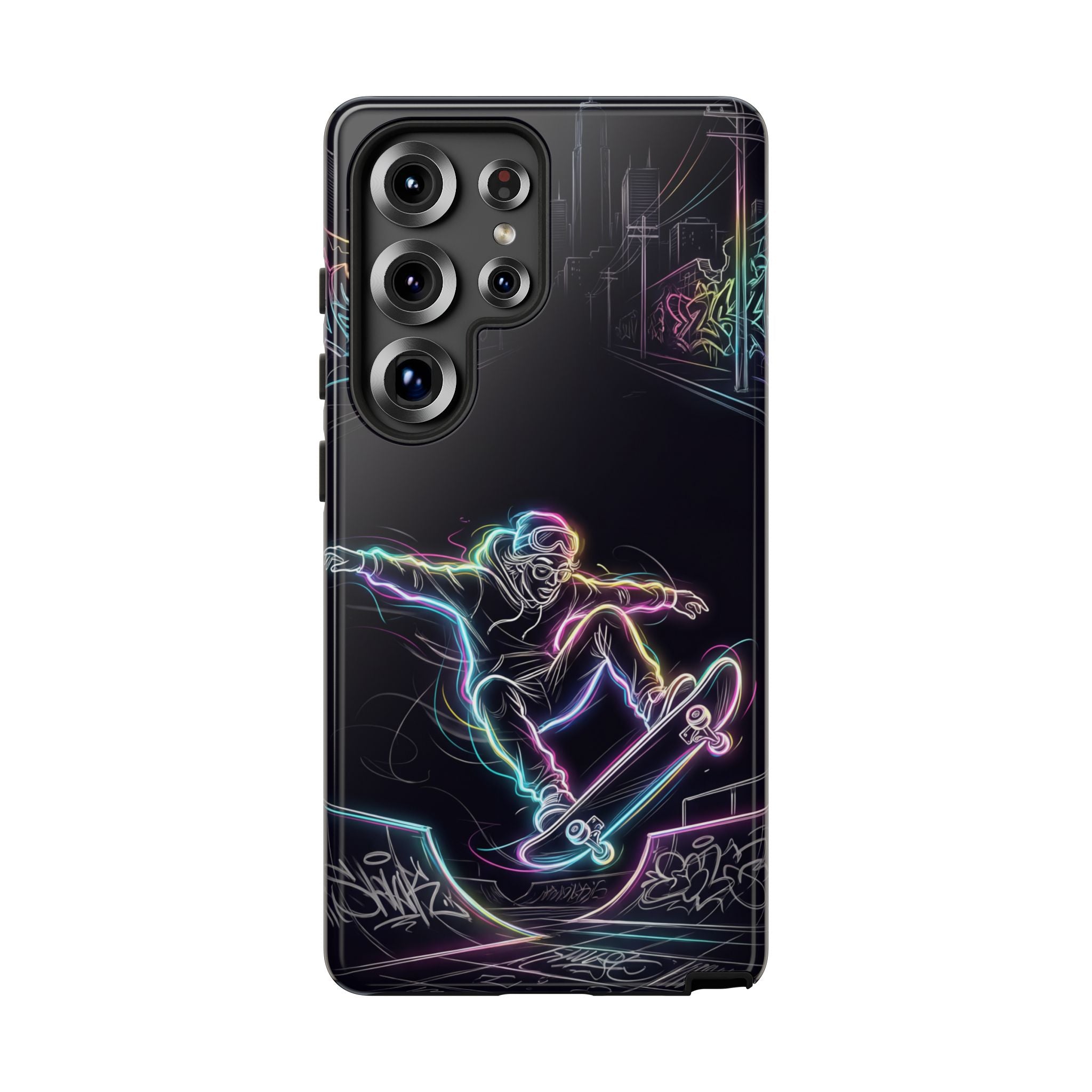 Neon Skateboard Samsung Galaxy Phone Case | Glow Skatepark Protective Cover