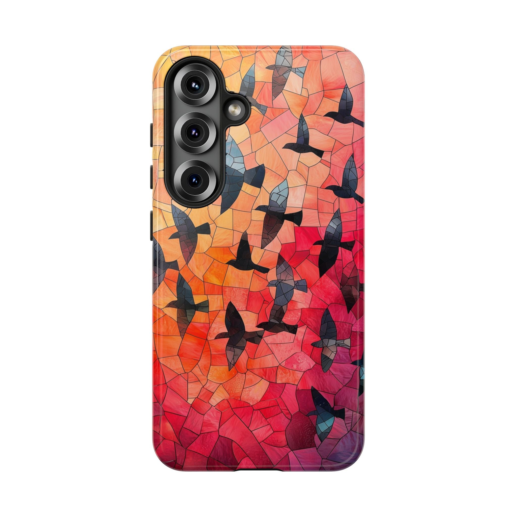 Stained Glass Mosaic Sunset Birds Samsung Galaxy Case