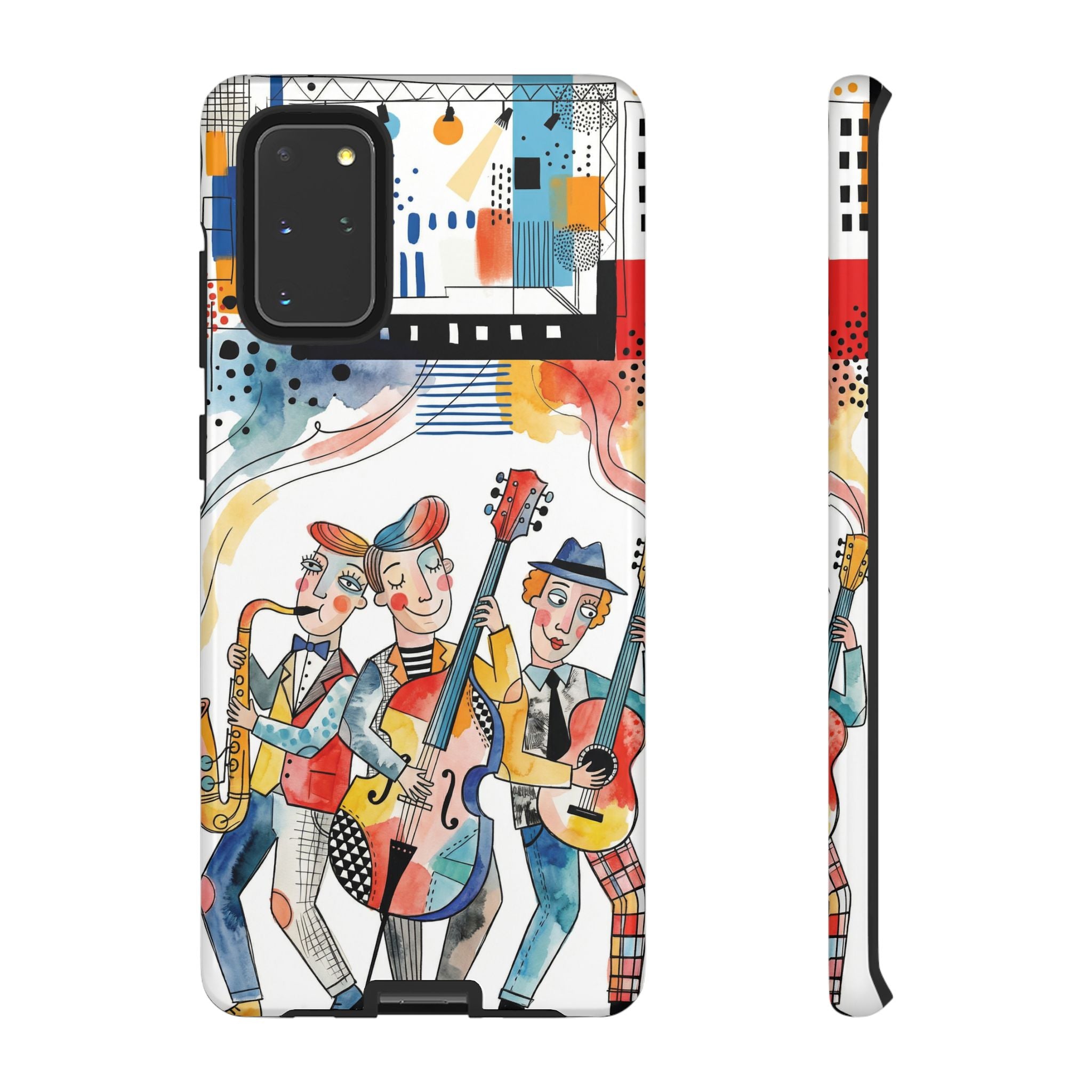 Musical Trio Illustrated Samsung Galaxy Phone Case | Colorful Jazz Band Art Phone Cover