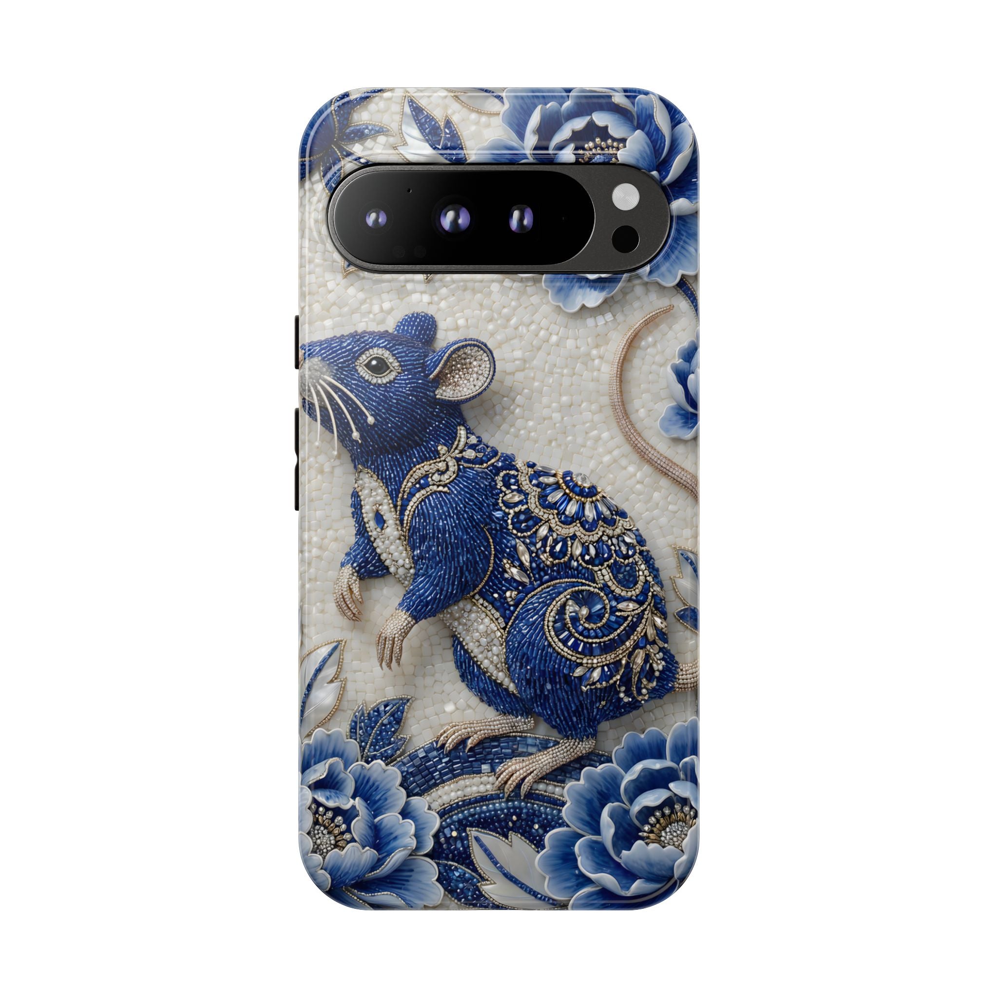Asian Zodiac Rat Google Pixel Phone Case | Blue & White Porcelain Art Slim Protective iPhone Case | Year of the Rat Gift