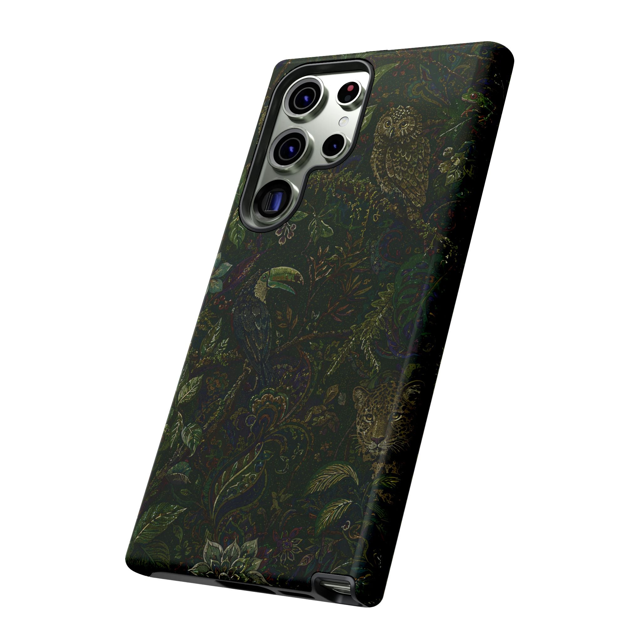Dark Botanical Tough Samsung Galaxy Phone Case | Moody Forest Owl Cover