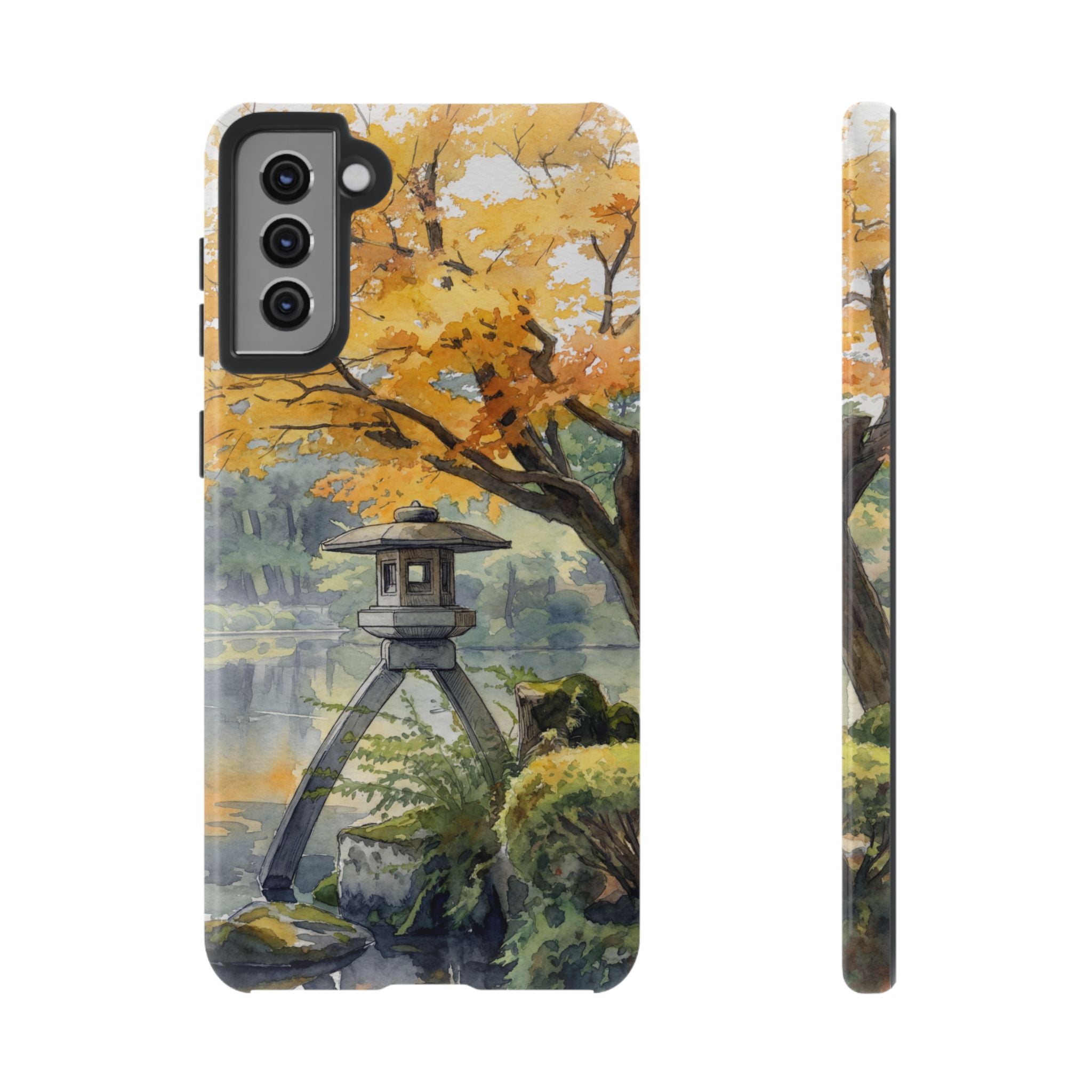 Autumn Japanese Garden Samsung Galaxy Phone Case | Scenic Lantern Fall