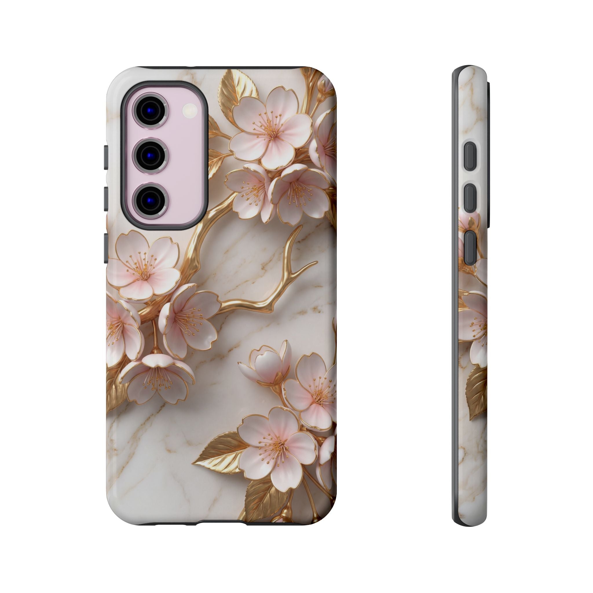 Floral Marble Samsung Galaxy Case — Sakura Gold Cherry Blossom Tough Case