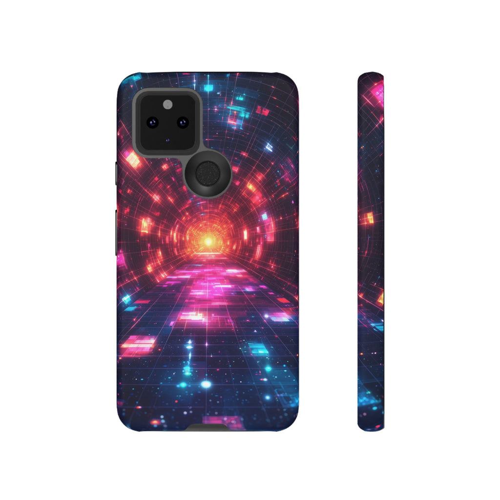 Custodia resistente per Google Pixel Neon Tunnel — Design retrò futuristico della galassia