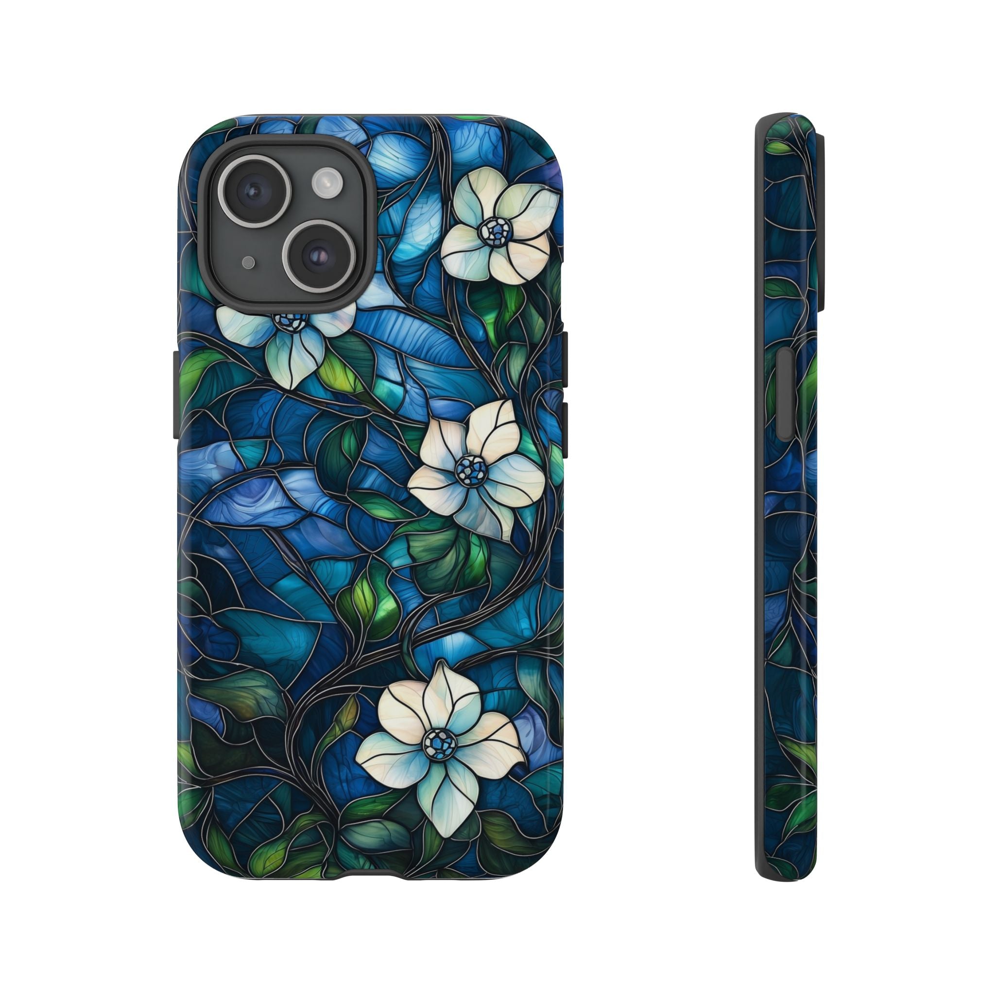 Floral Stained Glass iPhone Case – Blue Garden