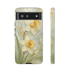 Stained Glass Daffodil Google Pixel Phone Case | Yellow Floral Phone Cover