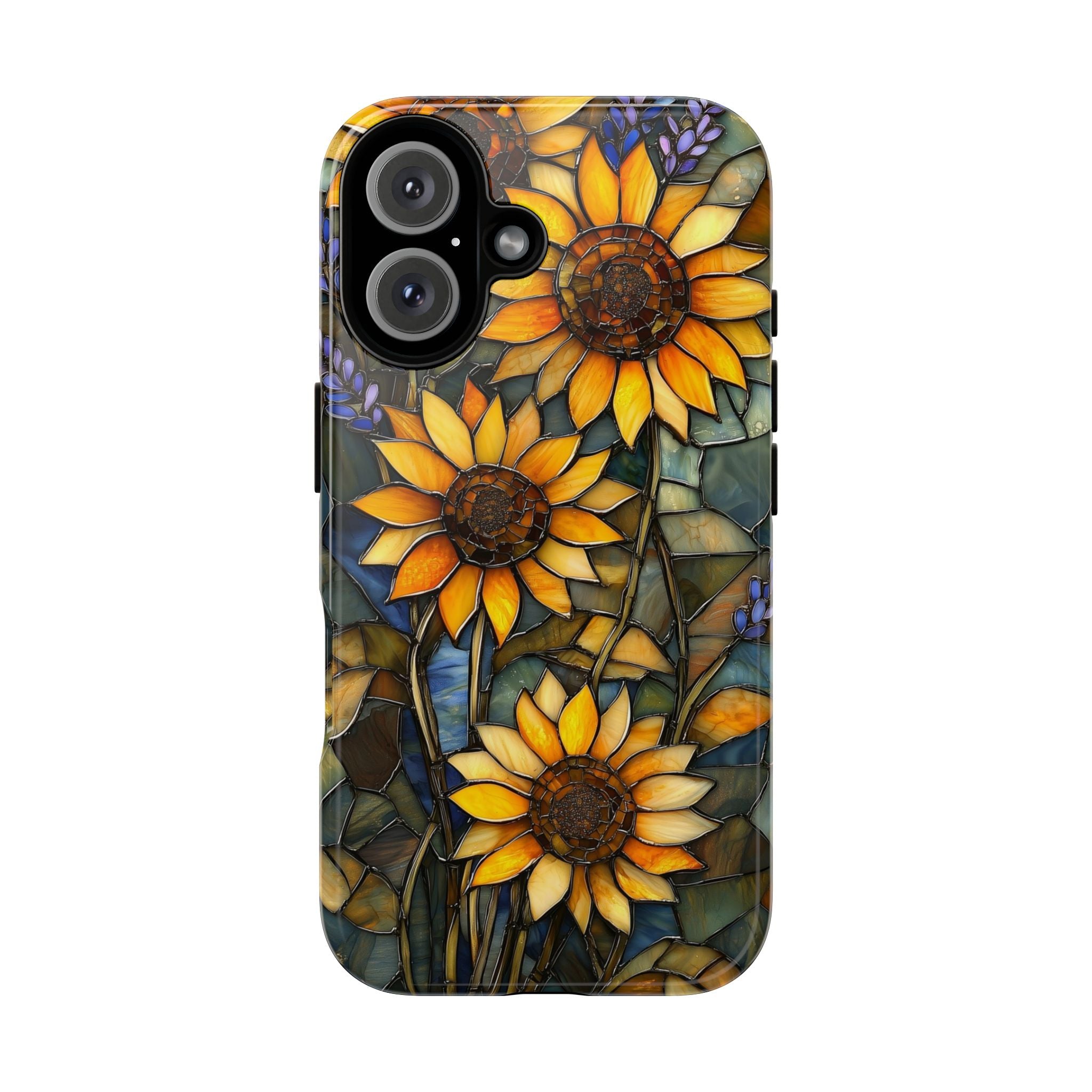 Sunflower Stained Glass Tough iPhone Case | Floral Protective Cover