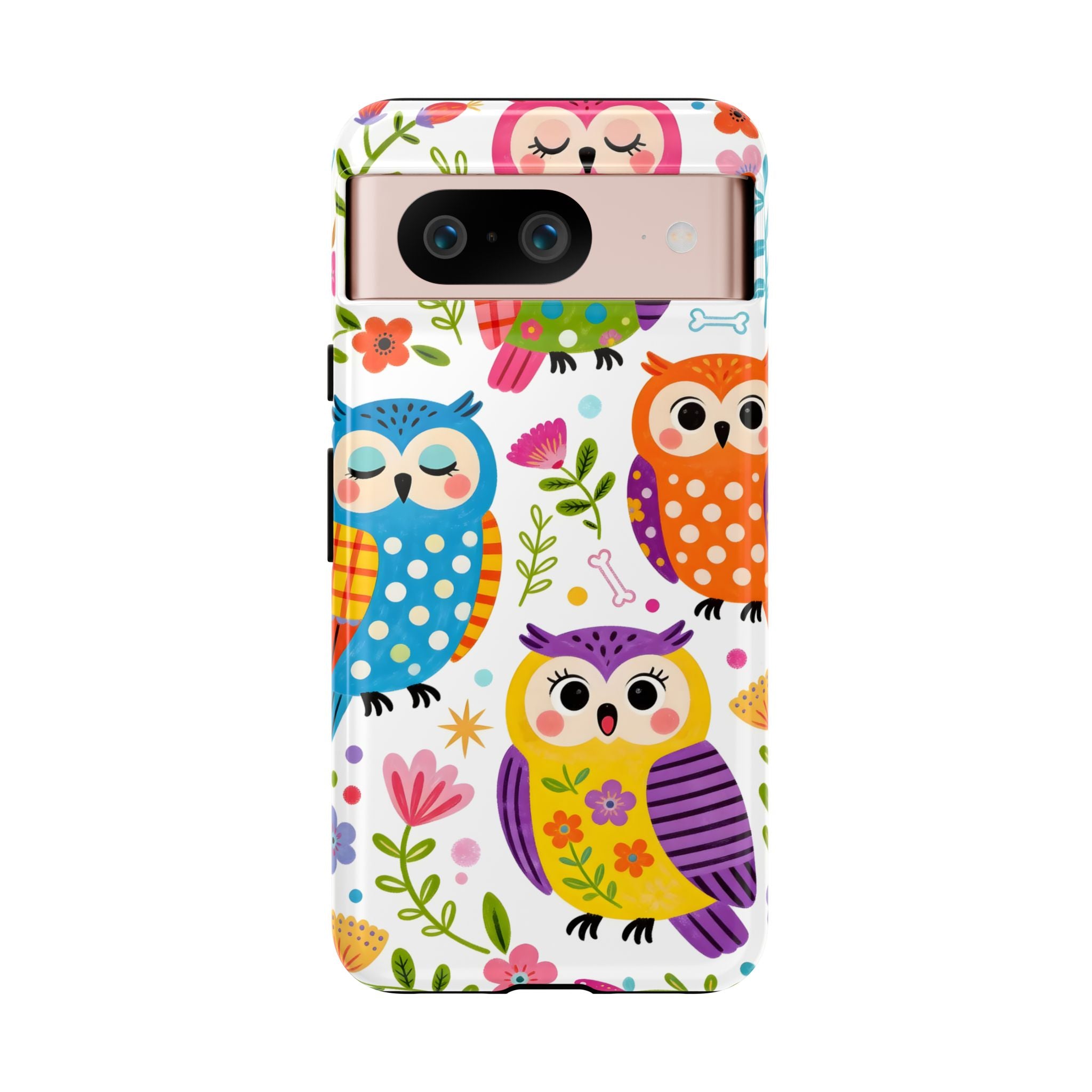 Cute Colorful Owls Google Pixel Phone Case | Cute Owl Pattern Tough Case