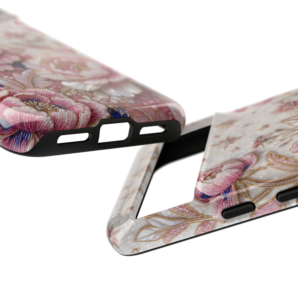 Custodia per telefono Google Pixel "Floral Moon Tough" | Cover protettiva in Peonia Rosa Vintage