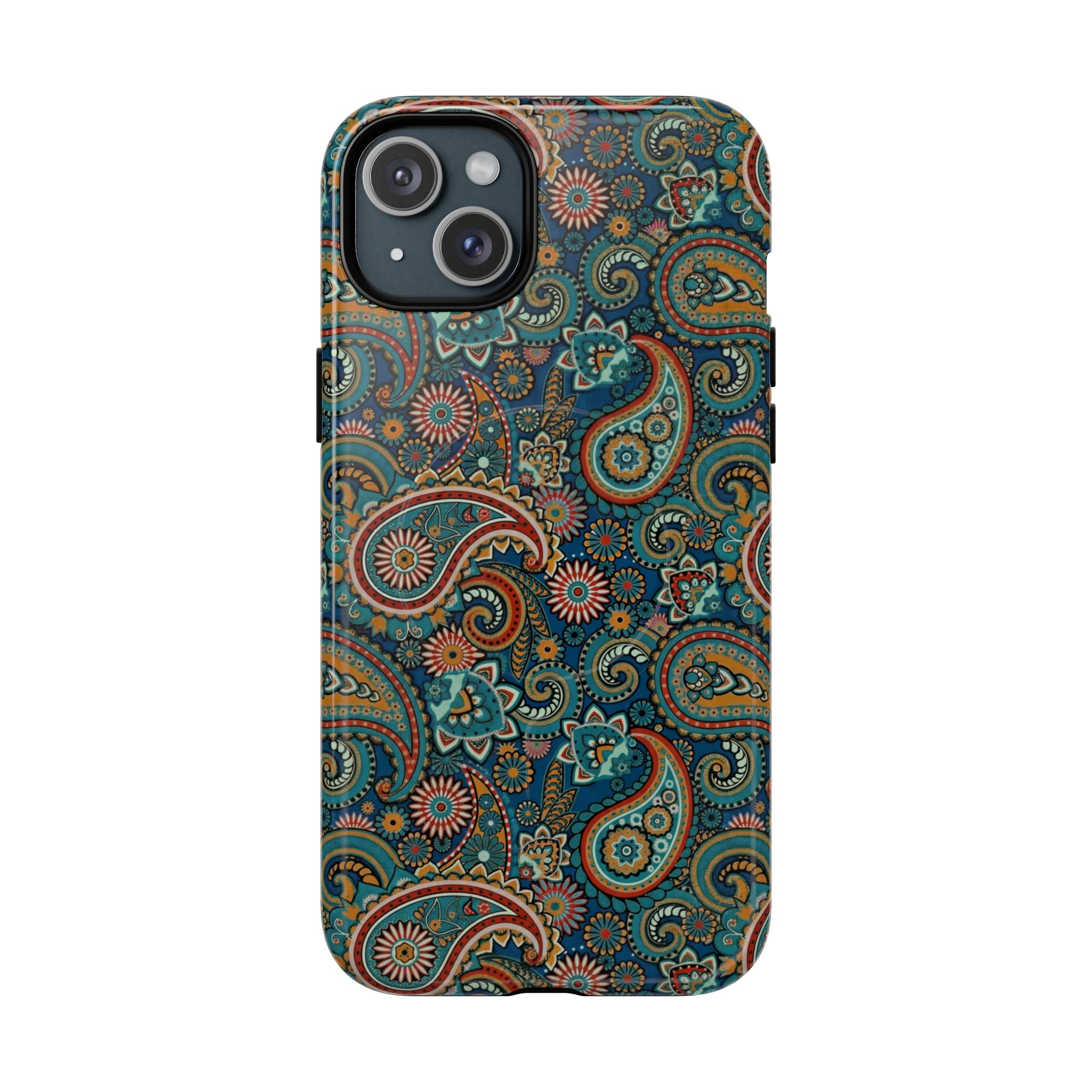 Batik Teal Paisley Tough MagSage iPhone Case