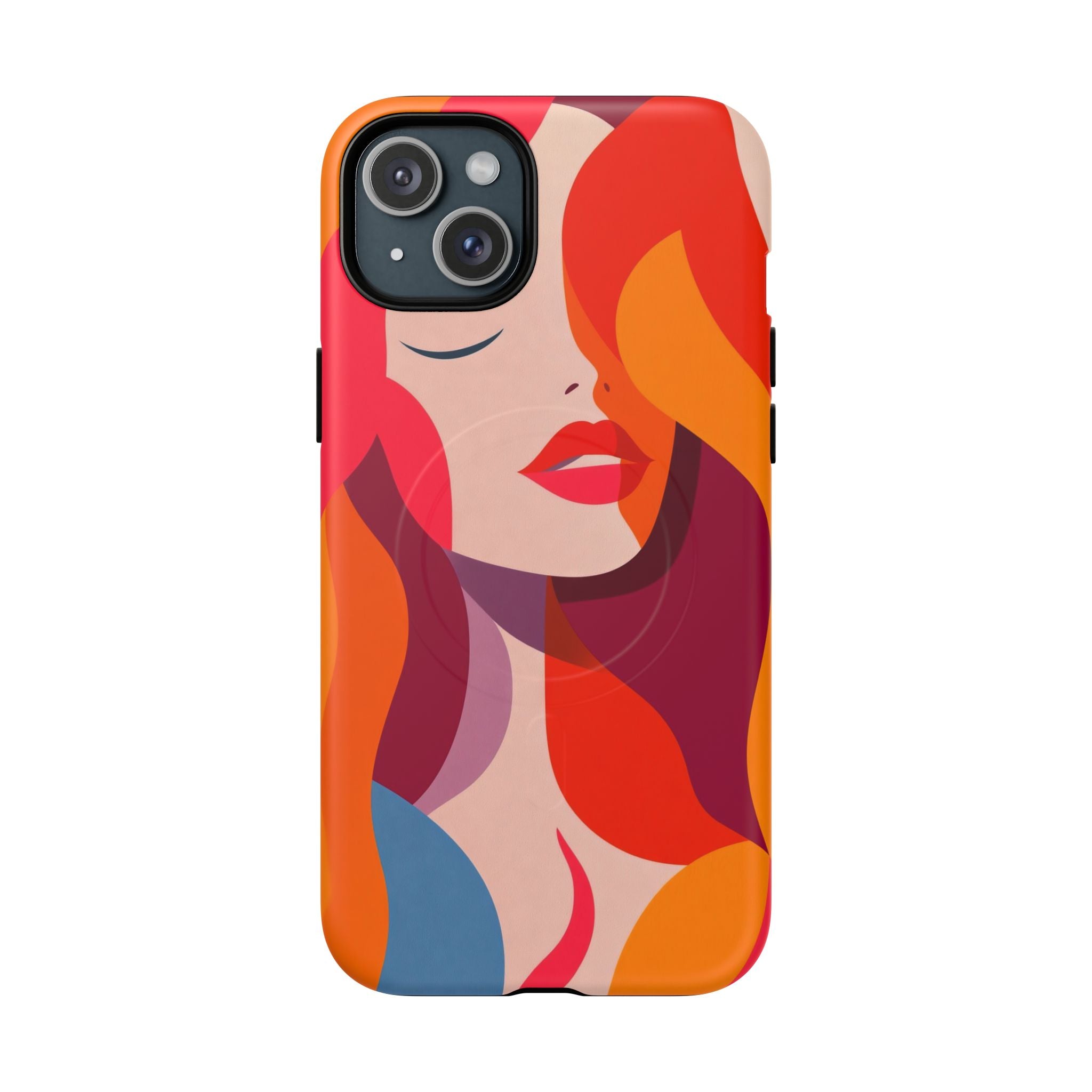 Custodia MagSafe per iPhone con donna pop art retrò | Ritratto astratto colorato e audace