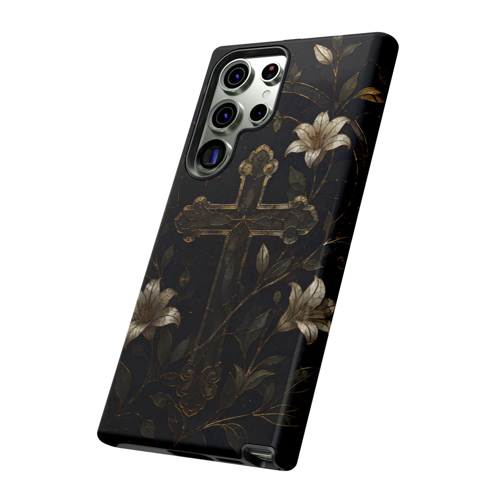 Gothic Cross Lily Samsung Galaxy Phone Case | Christian iPhone Case