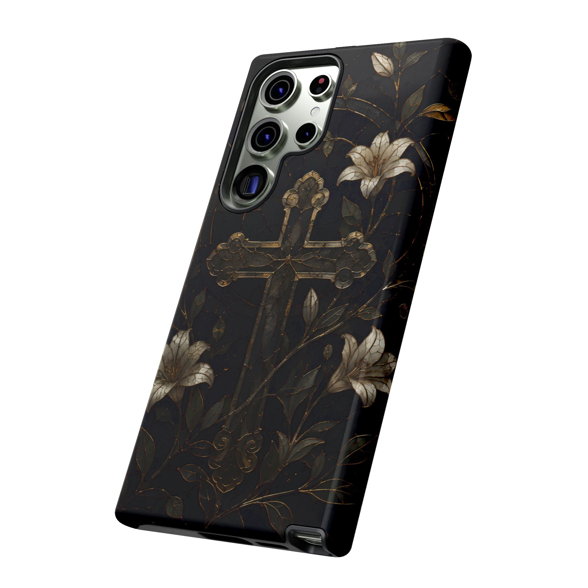 Gothic Cross Lily Samsung Galaxy Phone Case | Christian iPhone Case