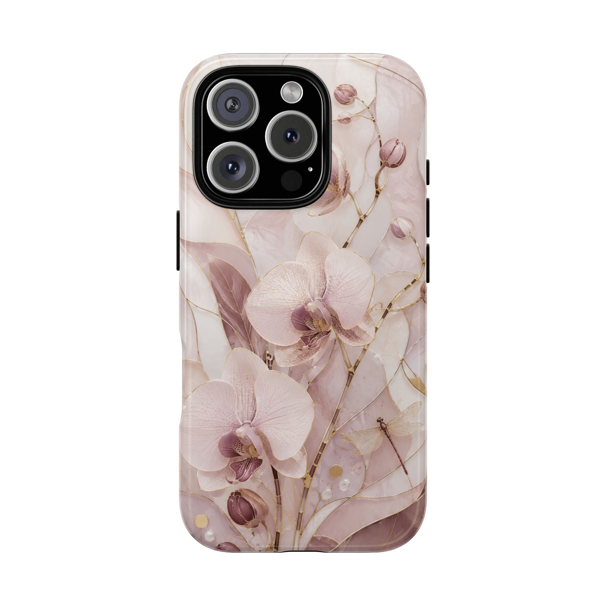 Stained Glass Orchid iPhone Case | Pink Floral Protective Case