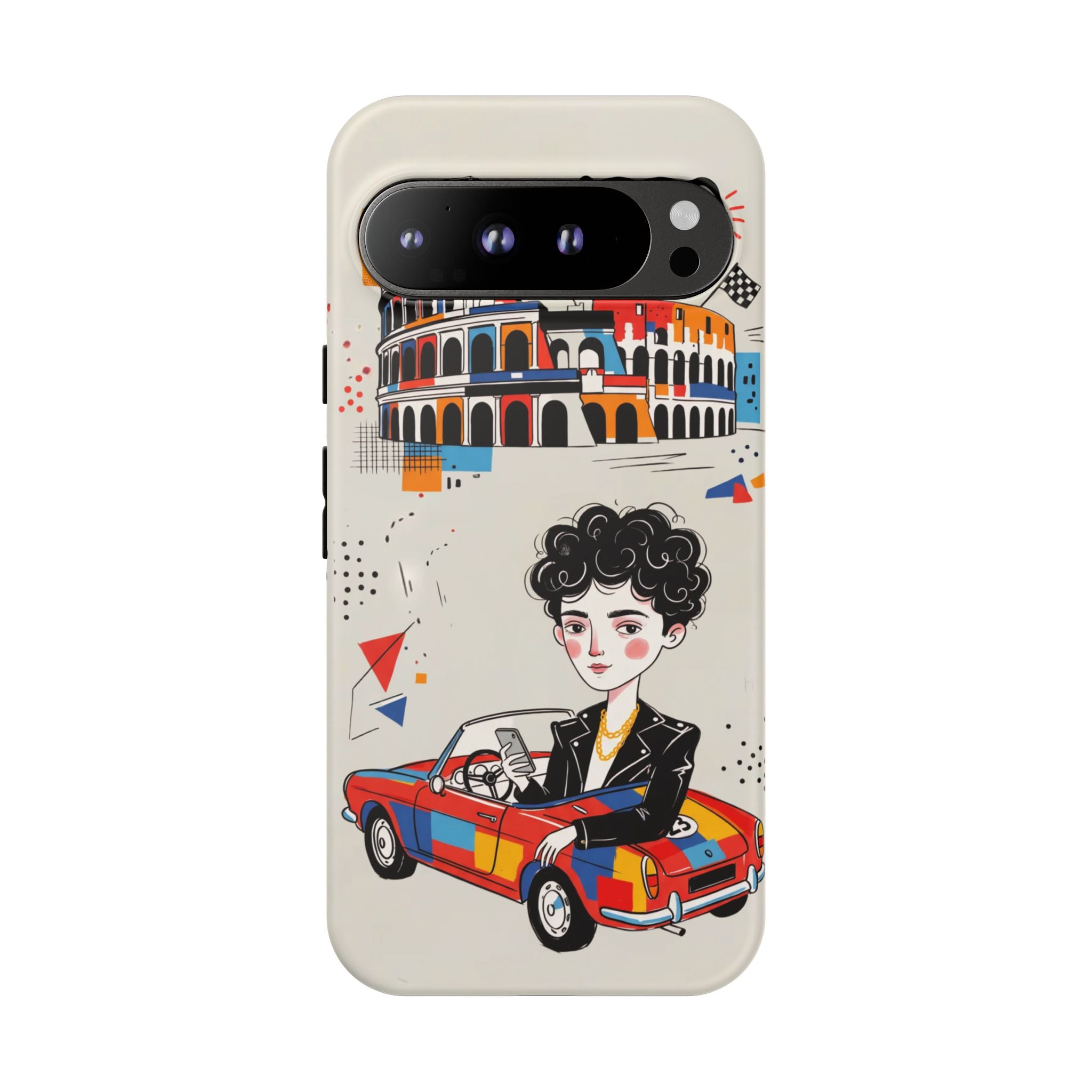 Retro Mille Miglia Car Illustration with Driver Google Pixel Phone Case