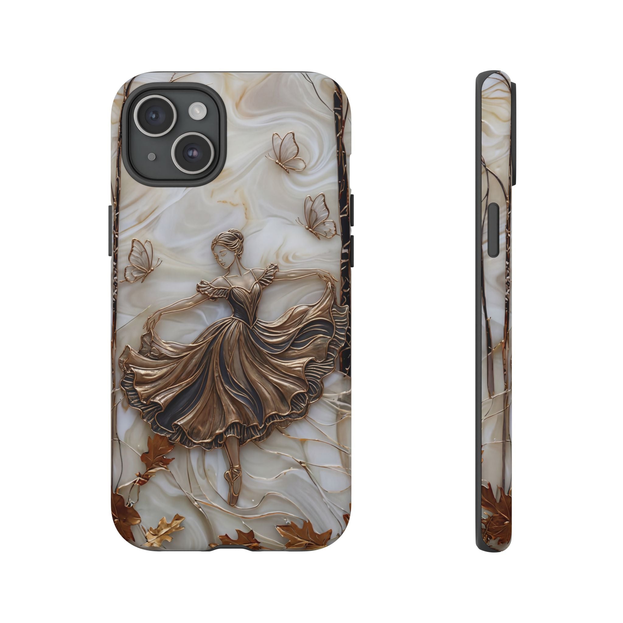 Elegant Bronze Ballerina Dance Design iPhone Case