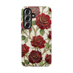 Custodia resistente per Samsung Galaxy con motivo floreale vintage a rosa rossa