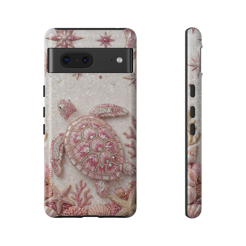 Pink Sea Turtle Shell Beachy Protective Google Pixel Phone Case Cover