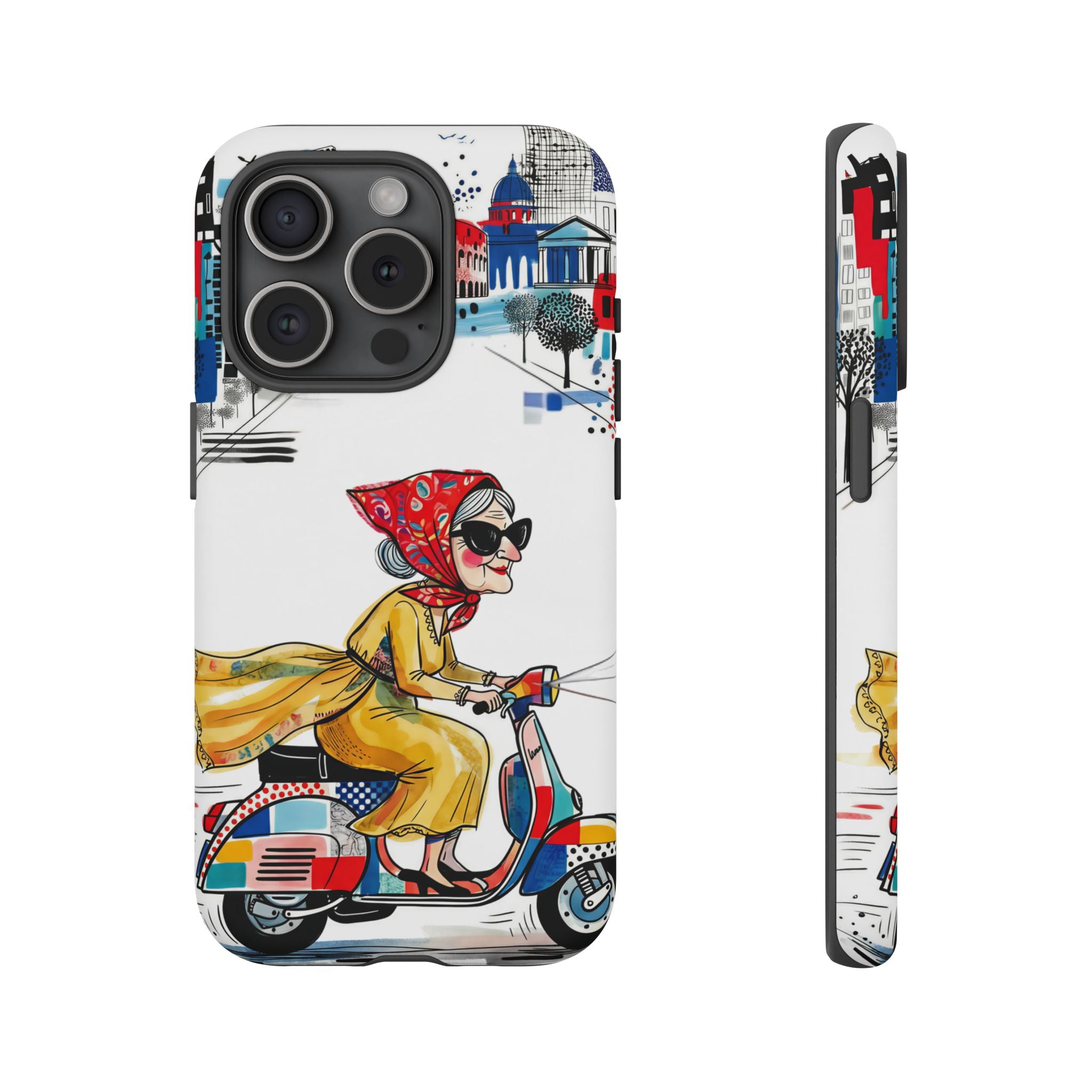 Vintage Vespa Granny iPhone Case | Retro Scooter Travel iPhone Cover