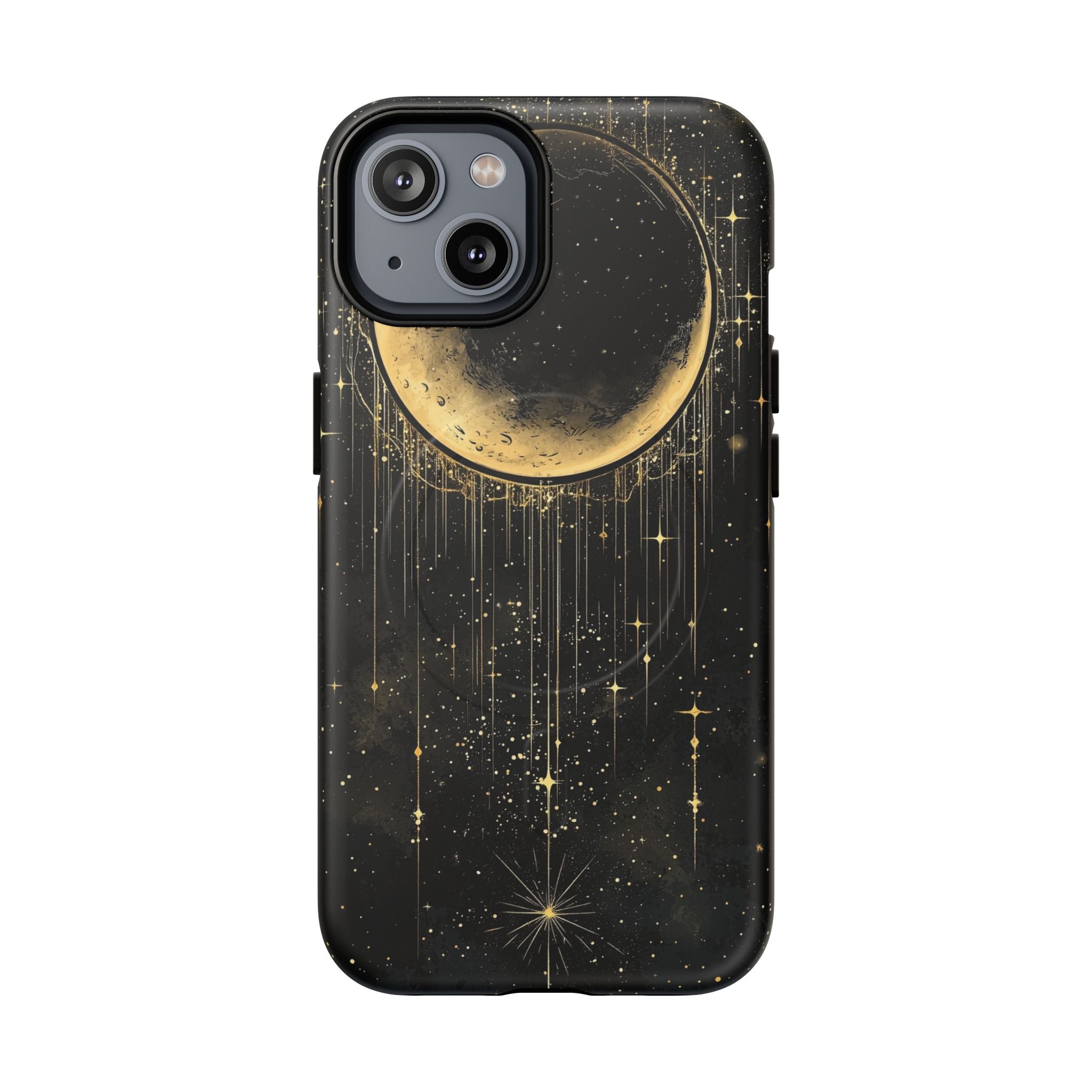 Custodia resistente MagSafe per iPhone Moonlit Crescent | Cielo notturno con stelle dorate