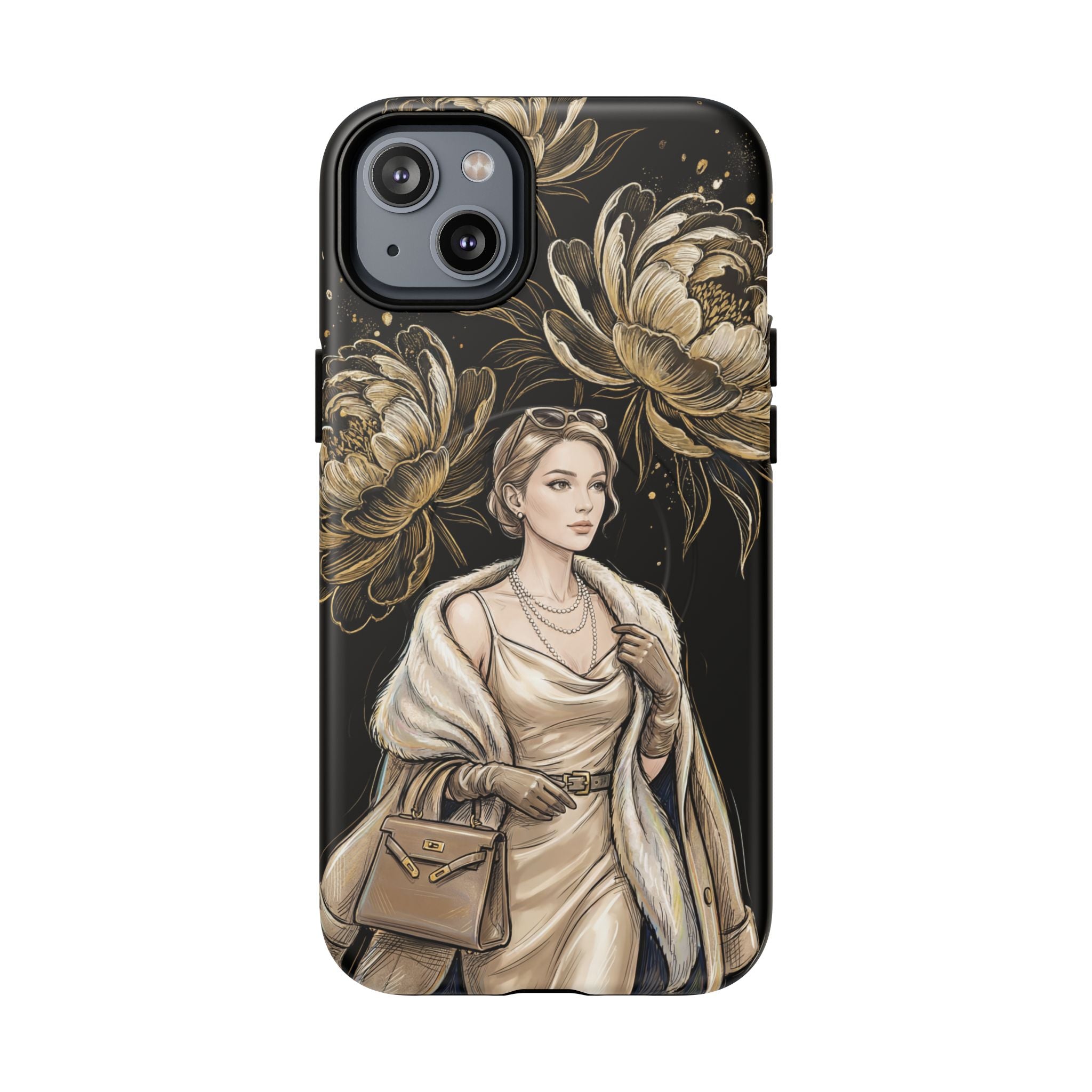 Elegant Vintage Lady Floral MagSafe iPhone Case | Chic Protective Cover for Women