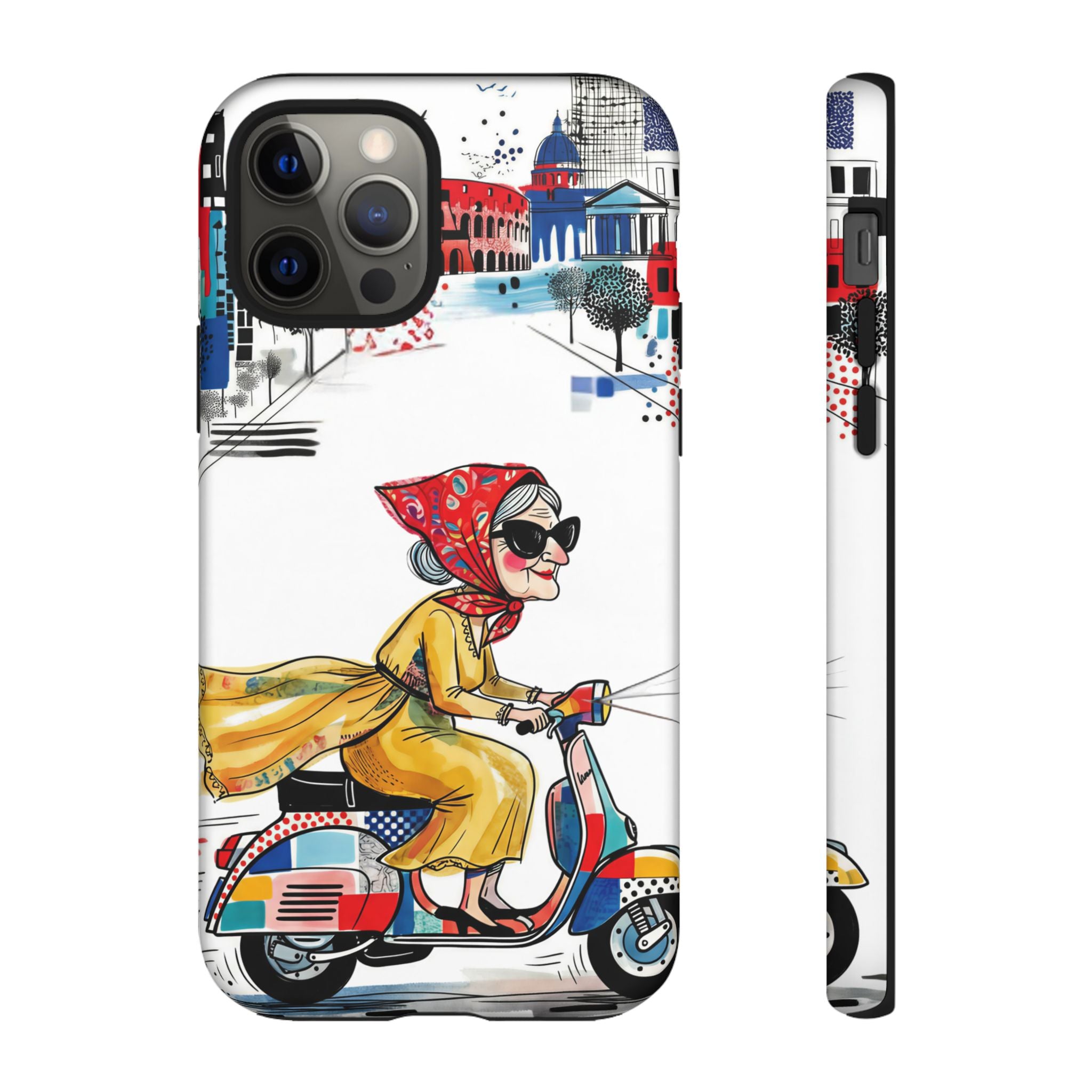 Vintage Vespa Granny iPhone Case | Retro Scooter Travel iPhone Cover