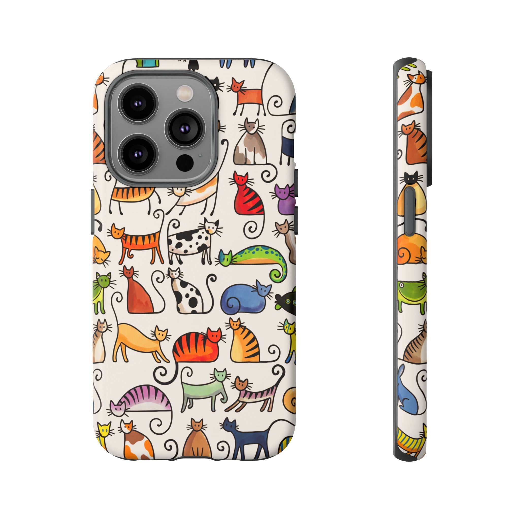 Cat Pattern Tough iPhone Case | Colourful Cartoon Cats