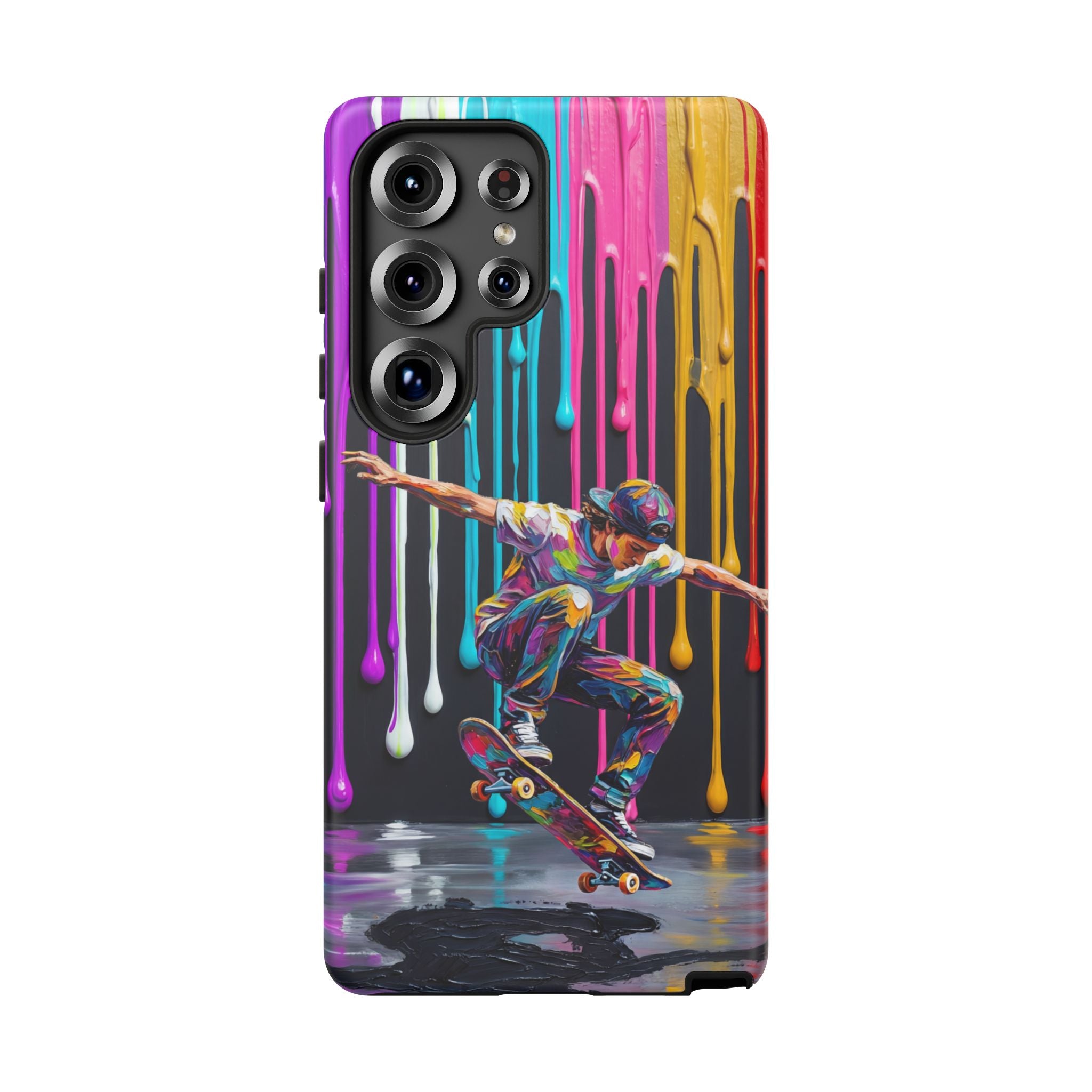 Colourful Drip Art Skateboarder Splash Samsung Galaxy Phone Case