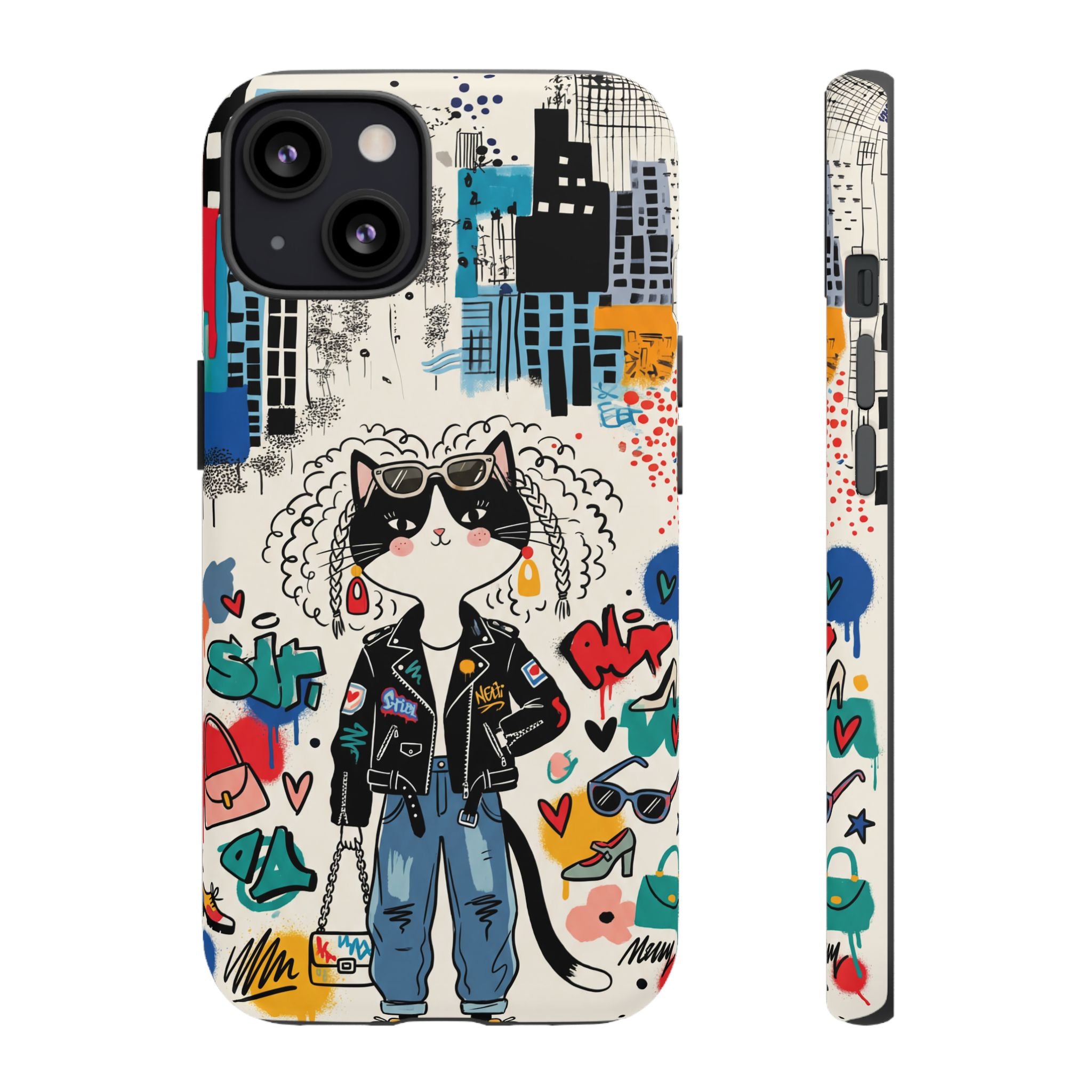 Punk City Cat Graffiti Design iPhone Case