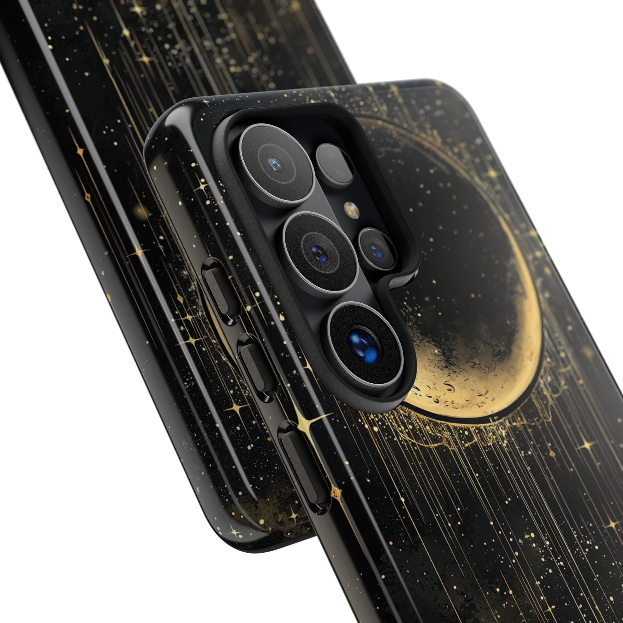 Moonlit Crescent Tough Samsung Galaxy Case | Gold Stars Night Sky
