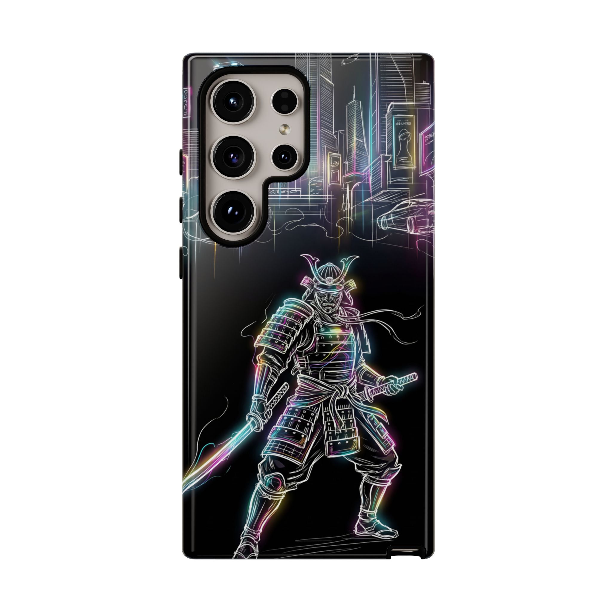Neon Samurai Samsung Galaxy Phone Case | Cyberpunk City Armor