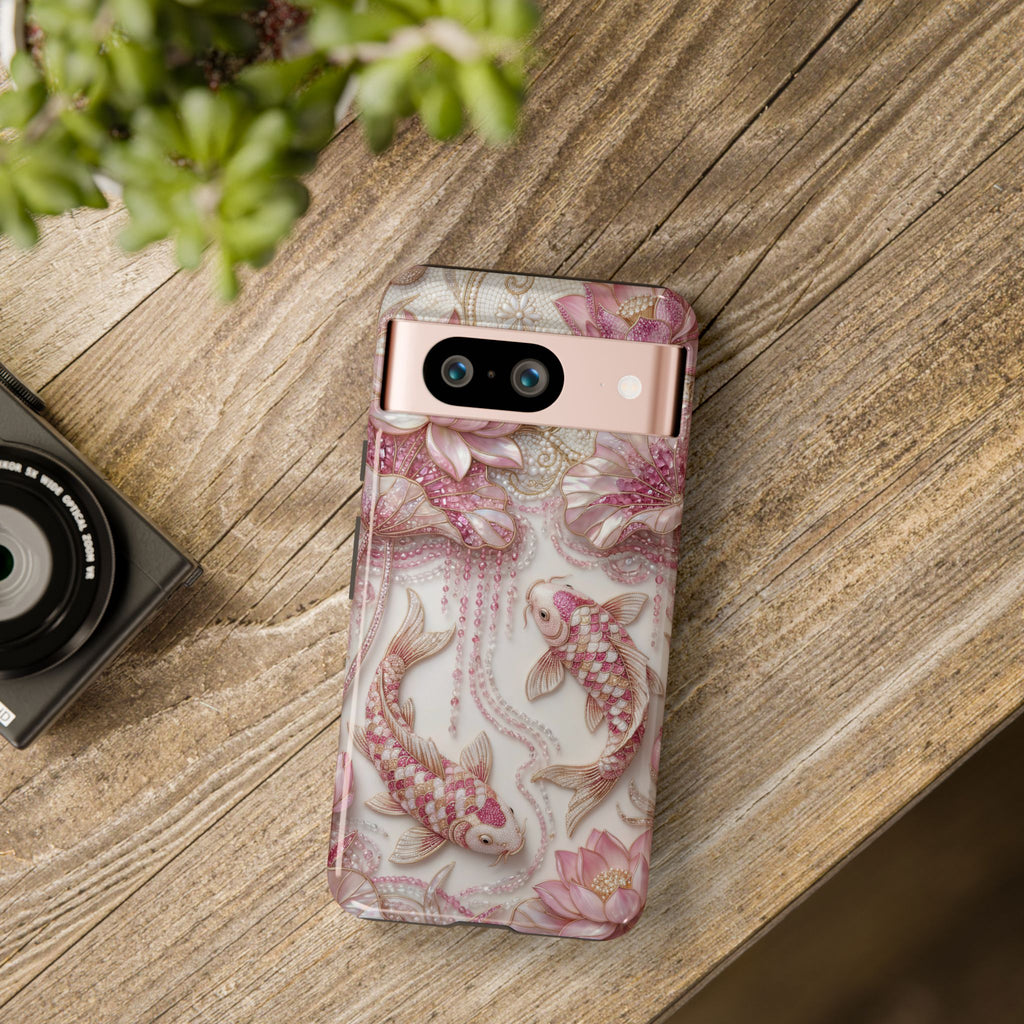 Koi Lotus Tough Case — Pink Floral Fish Google Pixel Phone Cover