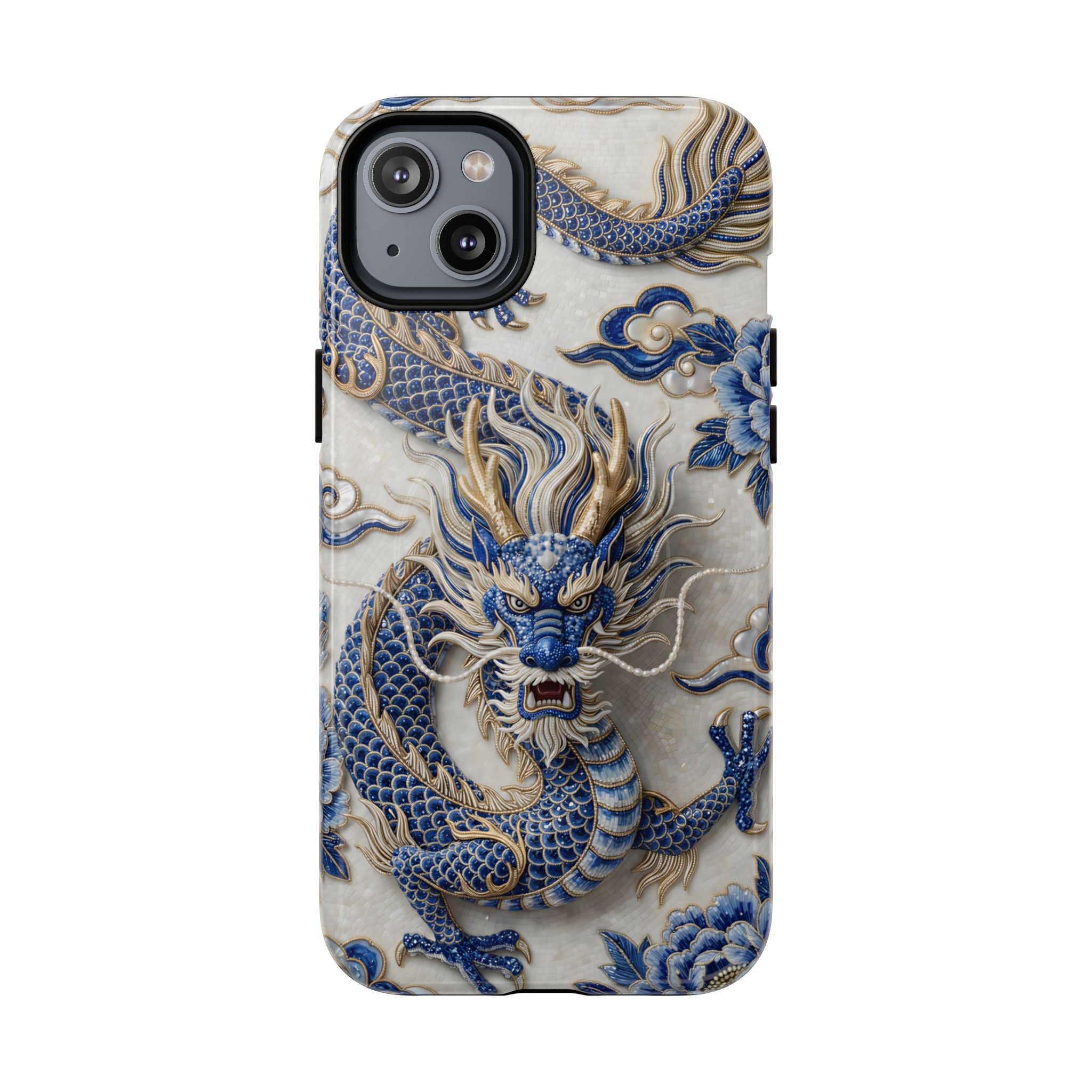 Asian Zodiac Dragon MagSafe iPhone Case | Blue & White Porcelain Luxury Protective Case | Year of the Dragon Gift