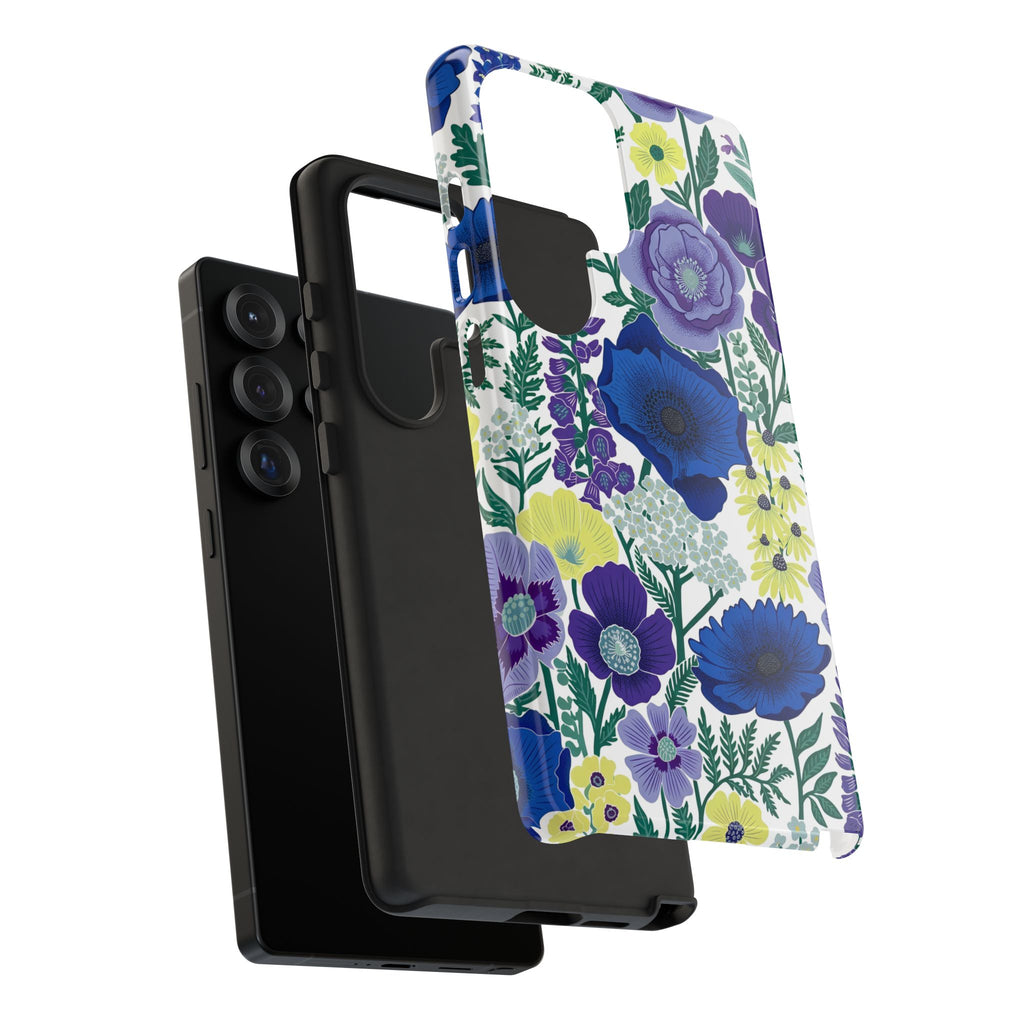 Floral Blue & Purple Tough Samsung Galaxy Phone Case | Protective Botanical Phone Cover