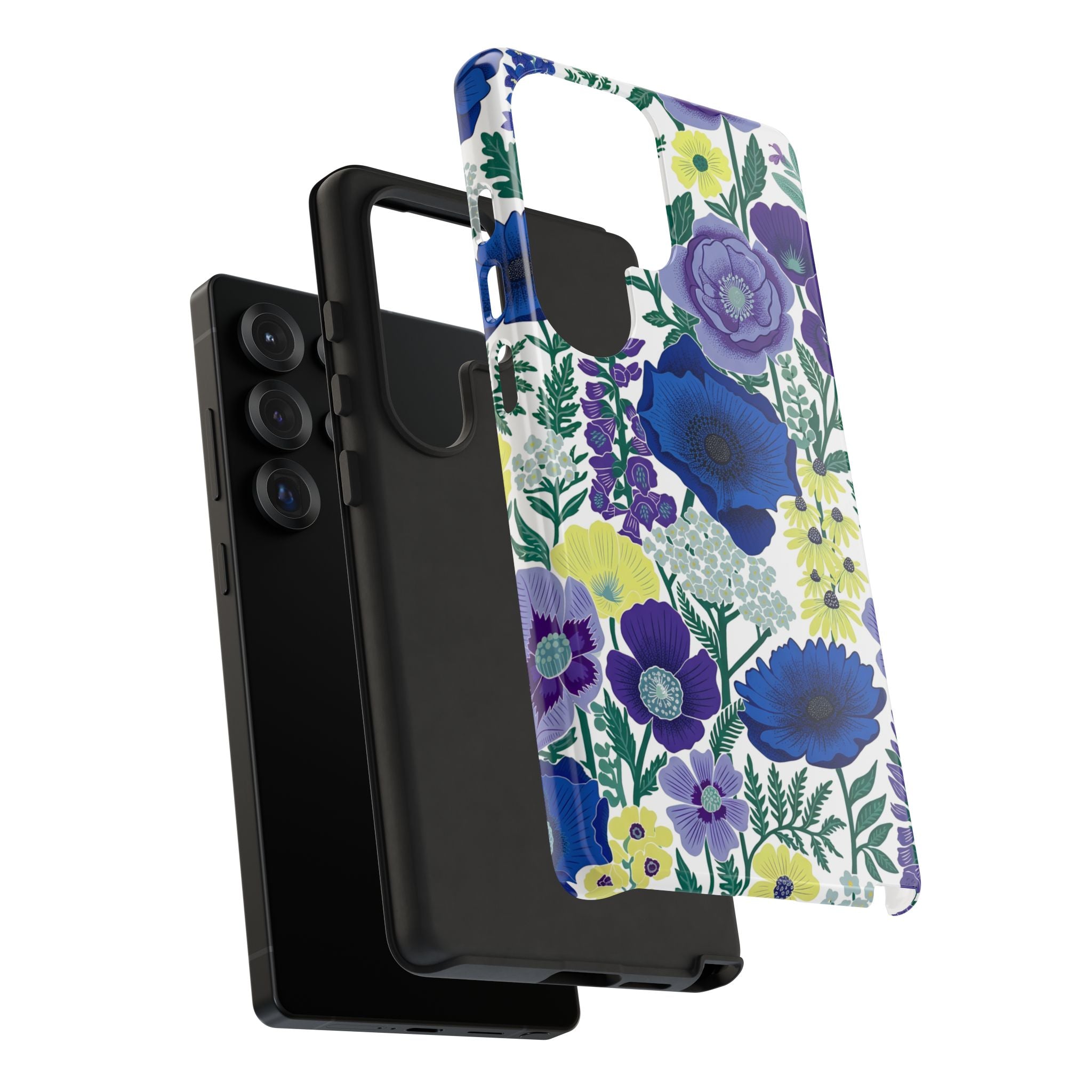 Floral Blue & Purple Tough Samsung Galaxy Phone Case | Protective Botanical Phone Cover