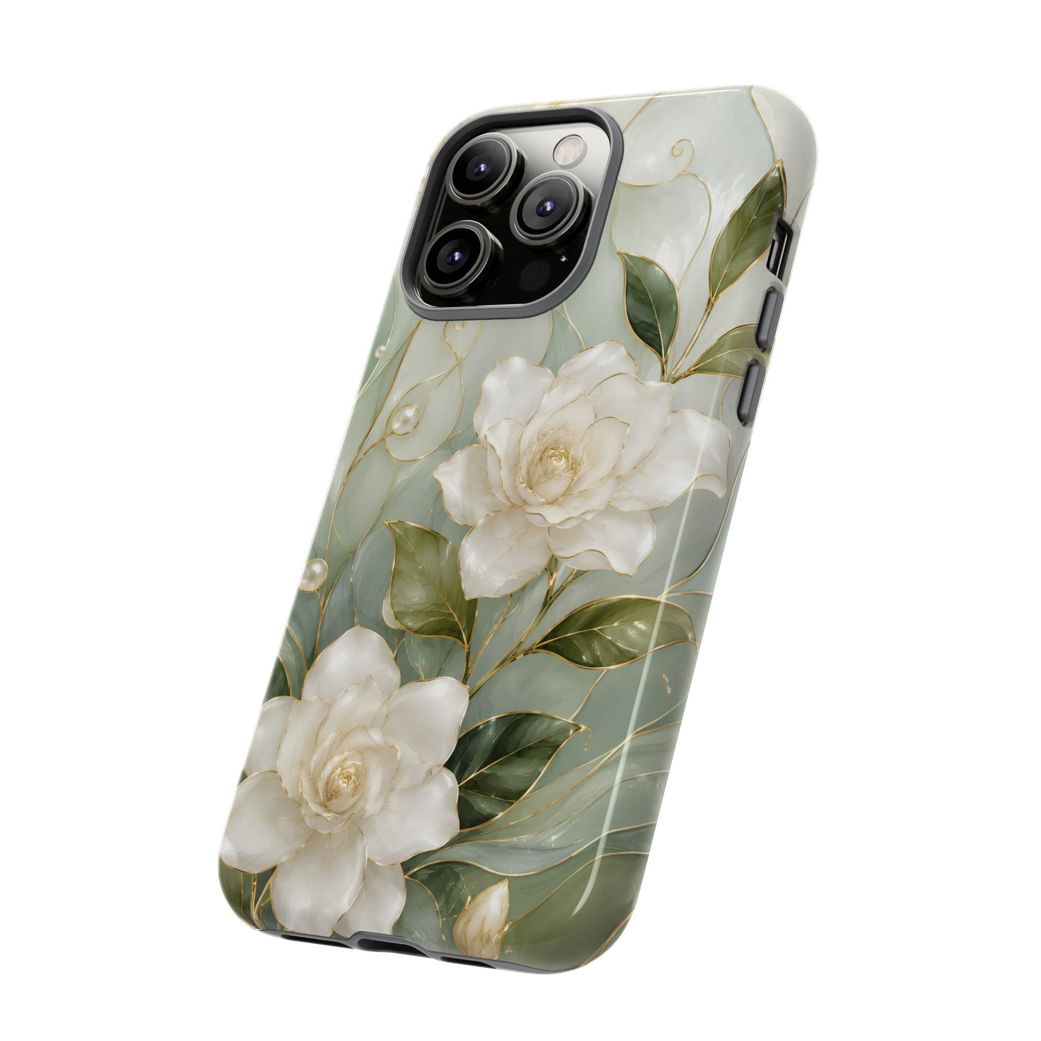White Floral iPhone Case | Sage Green Botanical iPhone Case