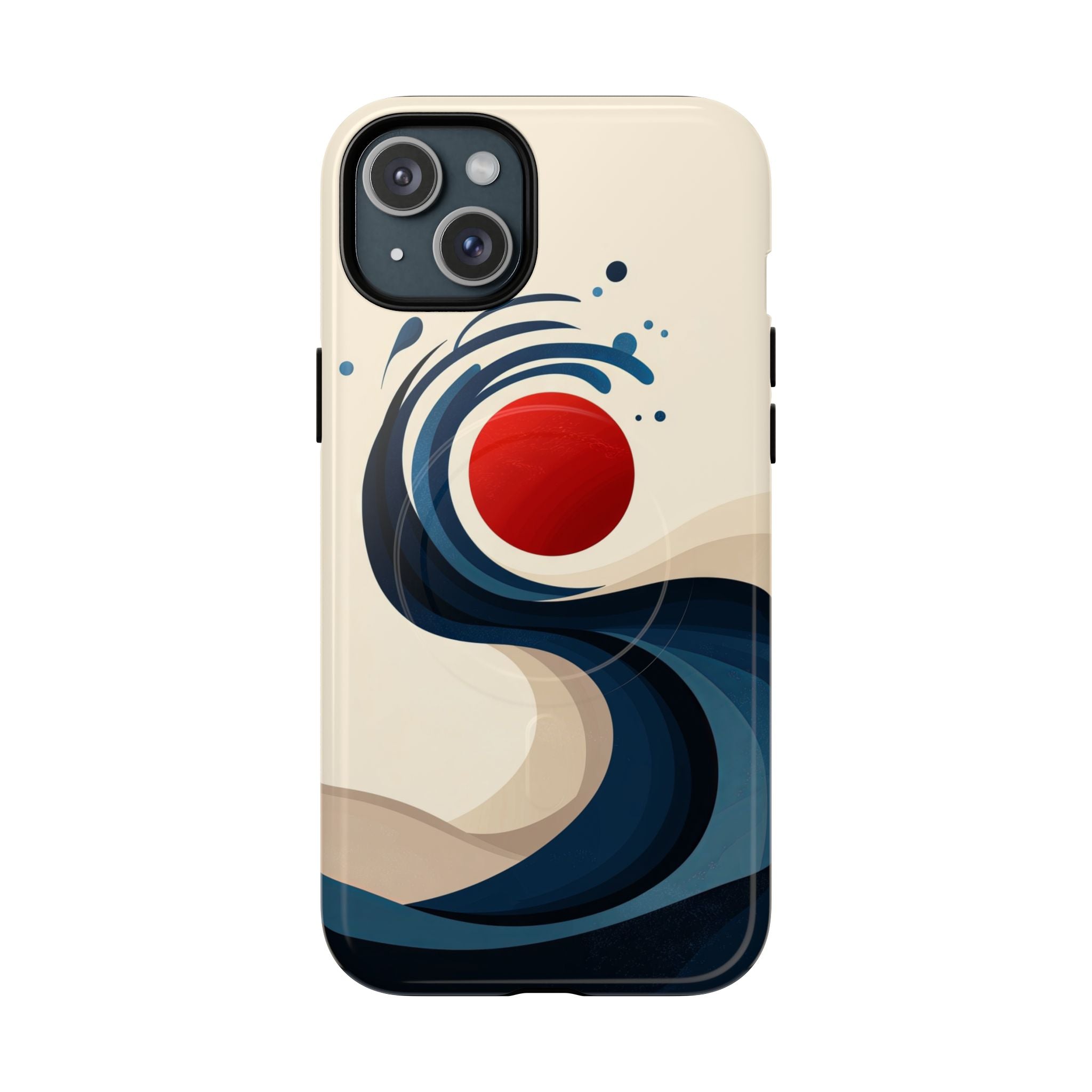 Abstract Wave MagSafe iPhone Case | Red Sun Ocean Art