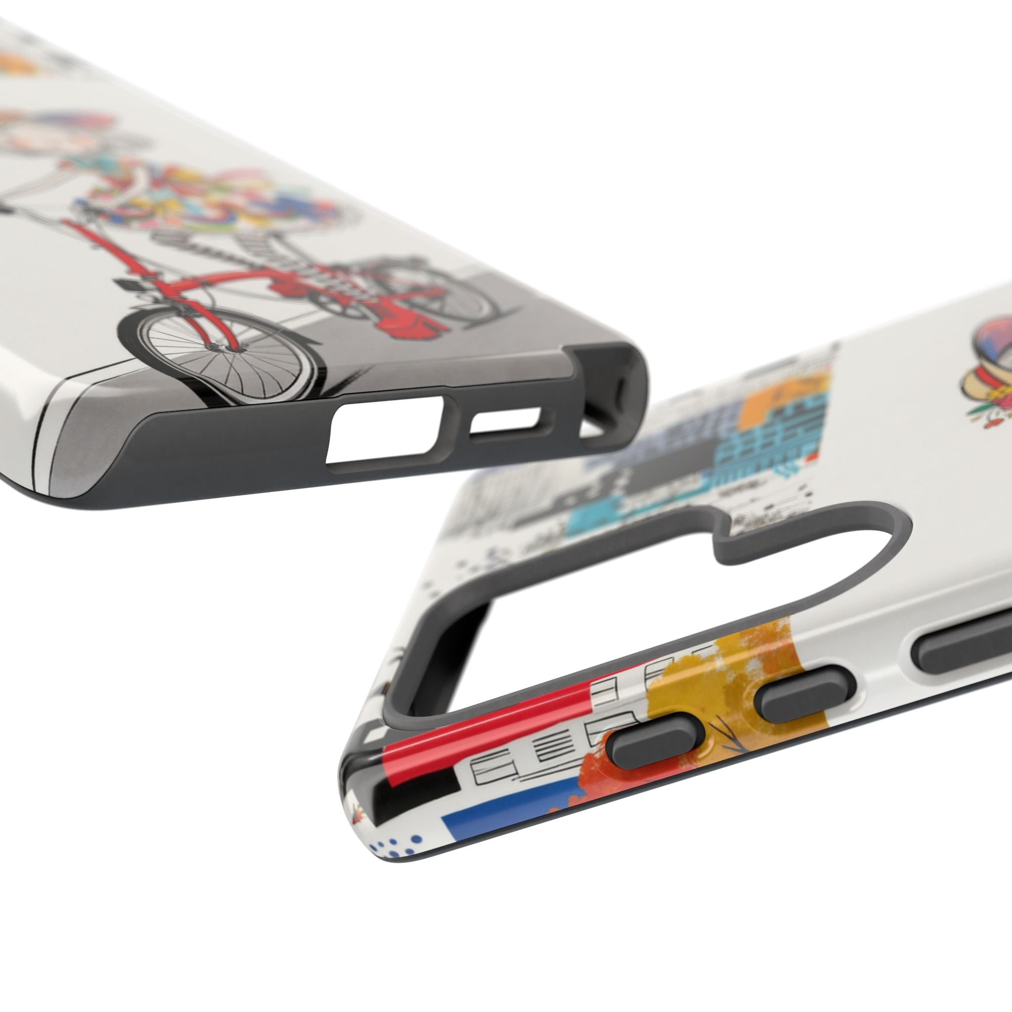 Whimsical Girl on Brompton Bicycle Urban Illustration Samsung Galaxy Phone Case