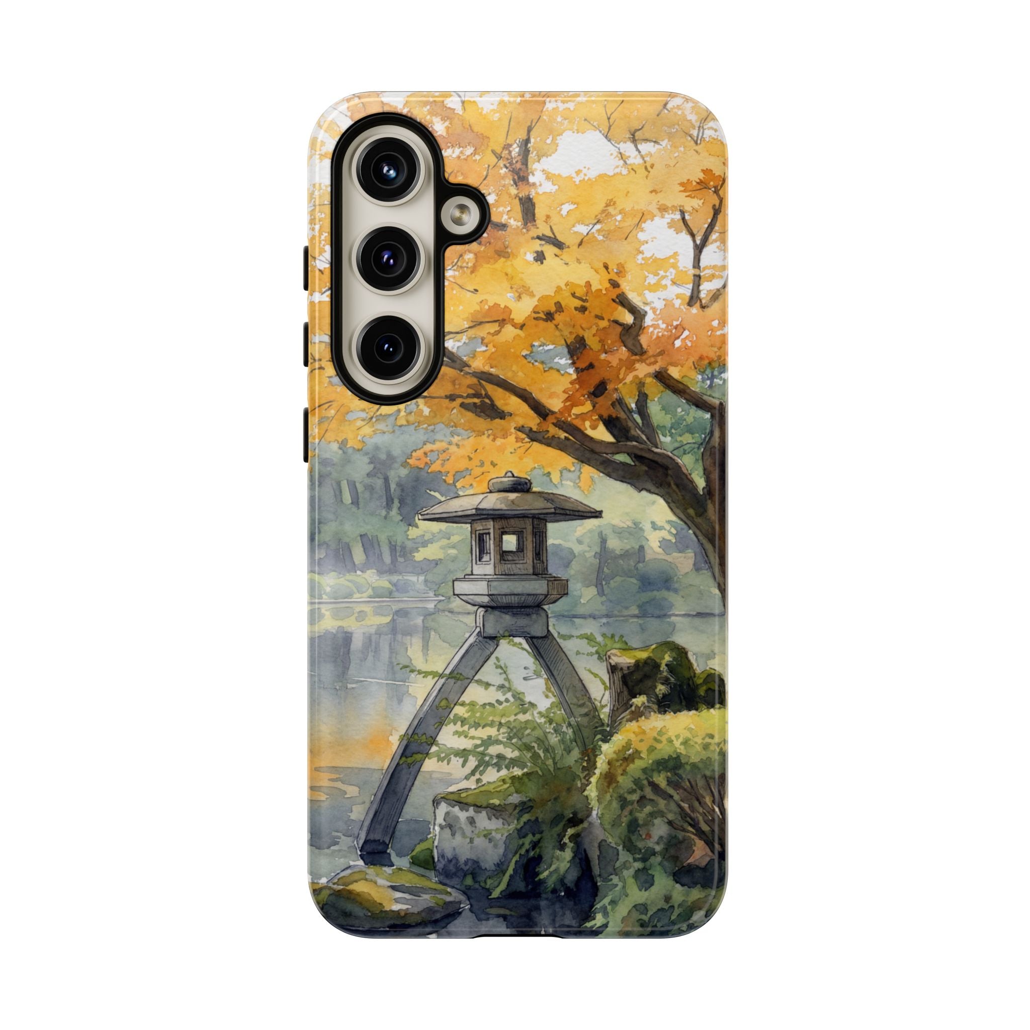 Autumn Japanese Garden Samsung Galaxy Phone Case | Scenic Lantern Fall