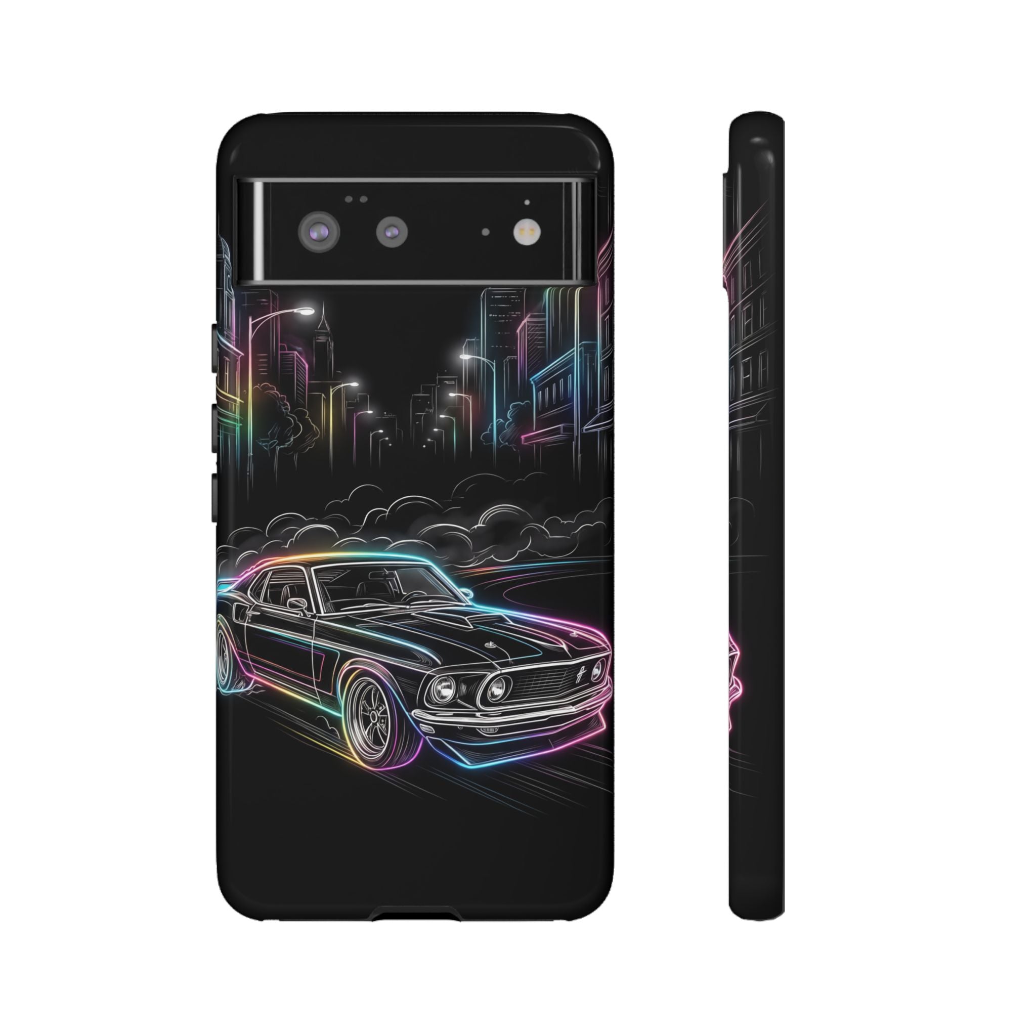Neon Muscle Car Google Pixel Phone Case | Retro City Nightscape