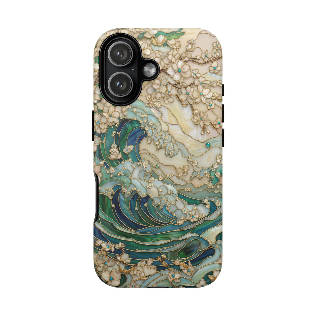 Elegant Ocean Wave Floral Art iPhone Case