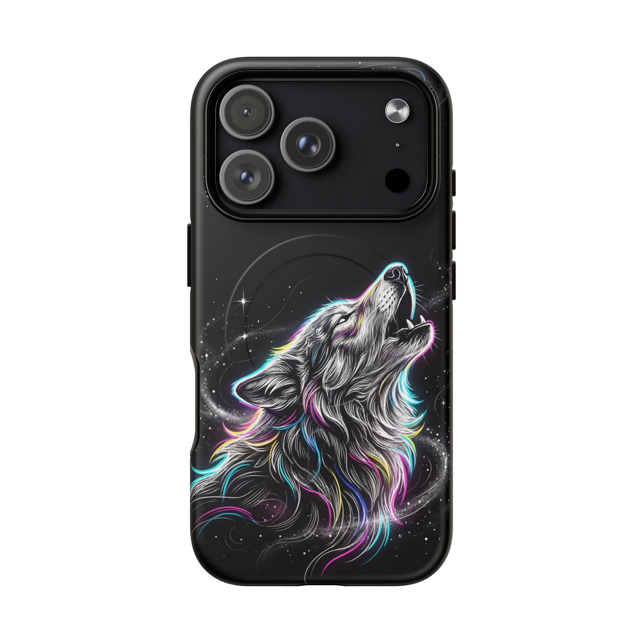 Wolf Galaxy Tough MagSafe iPhone Case | Colorful Howling Wolf Space Design