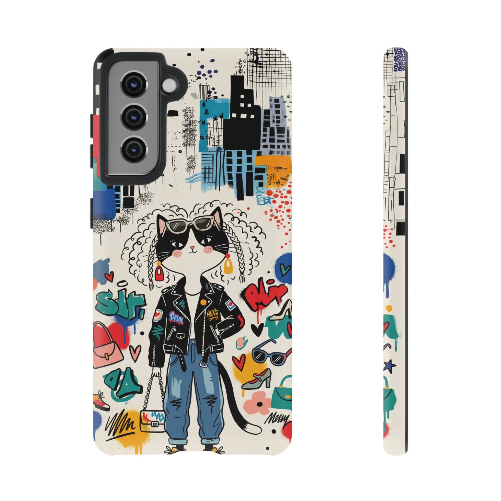 Punk City Cat Graffiti Design Samsung Galaxy Phone Case