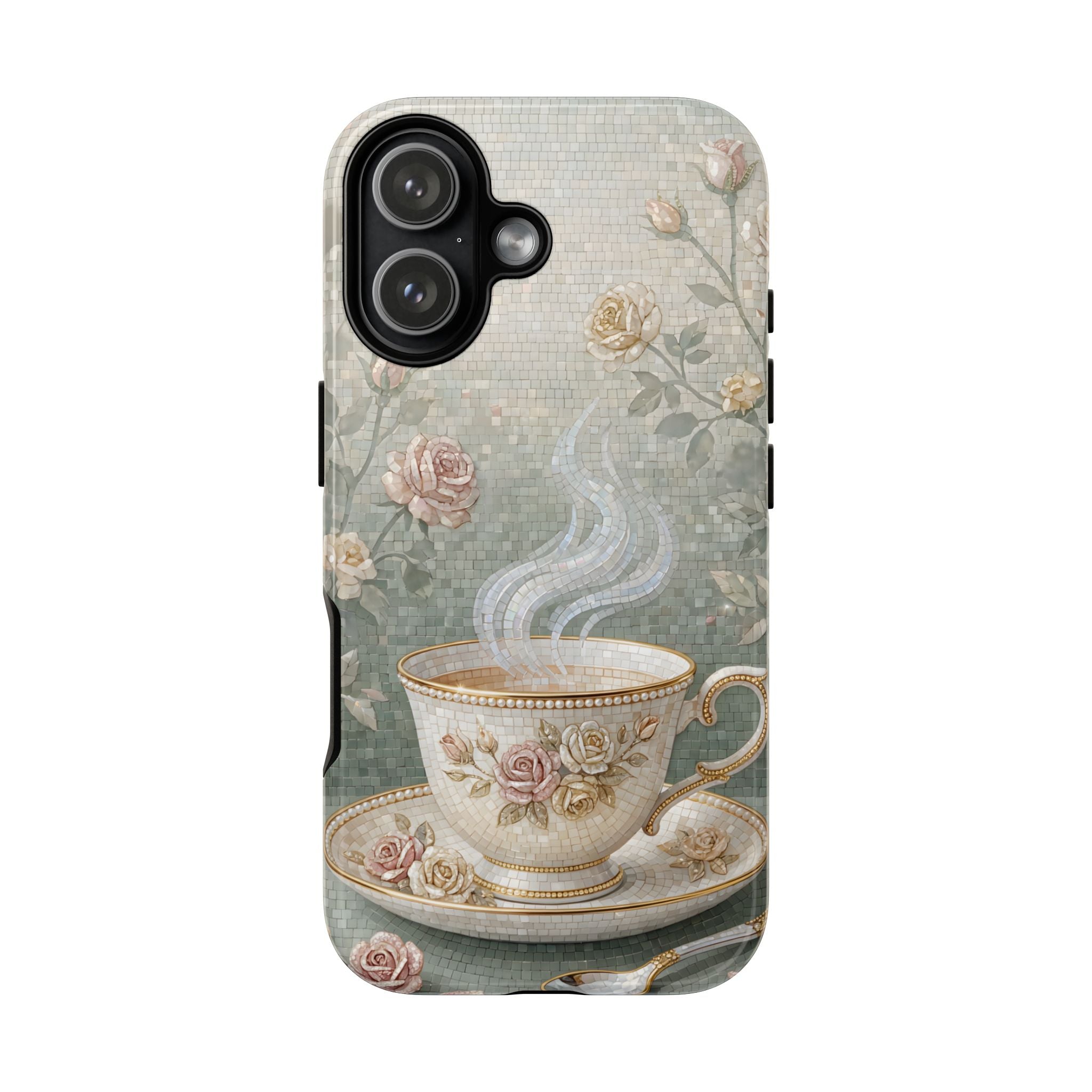 Vintage Floral Teacup iPhone Case — Elegant Romantic Smartphone Cover