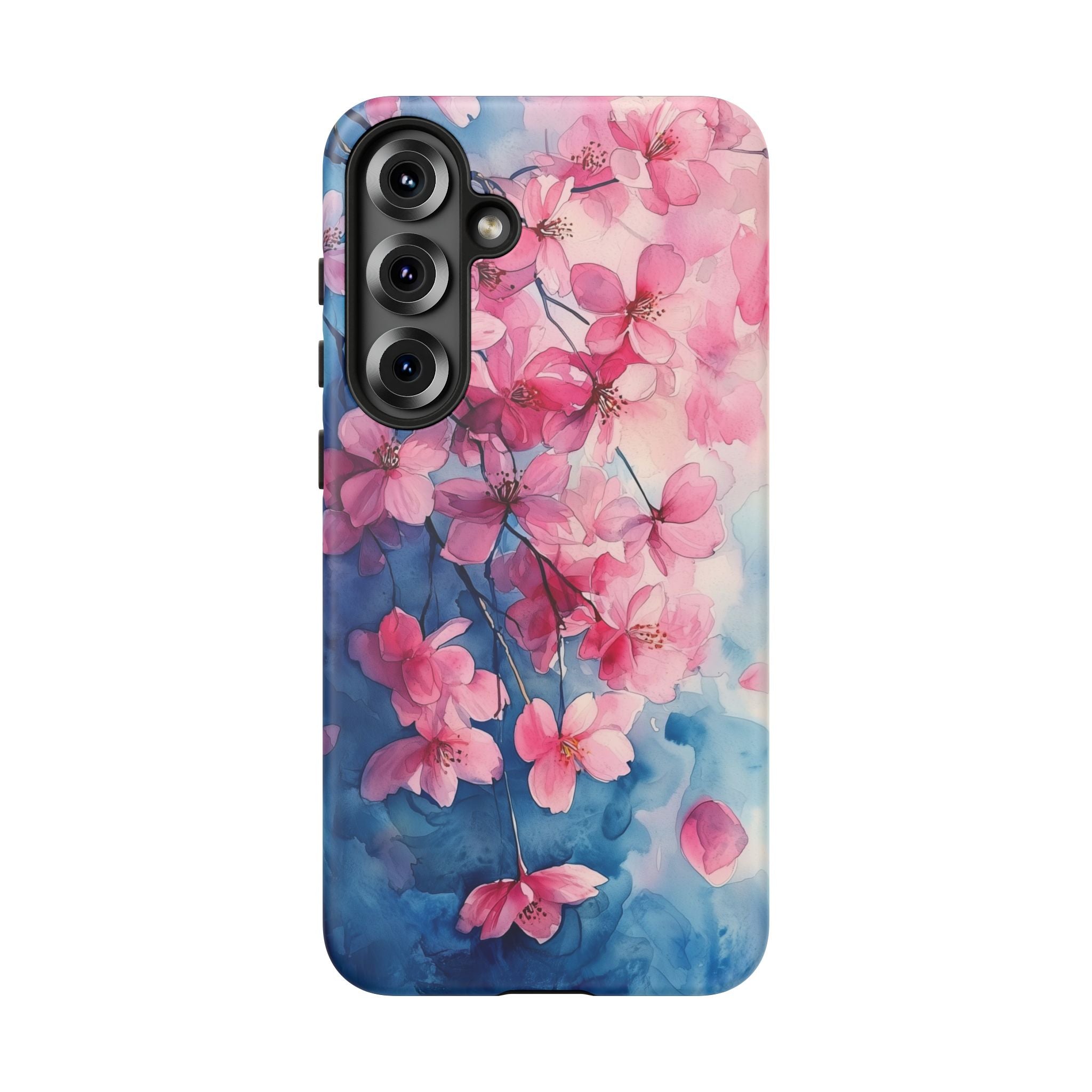 Floral Cherry Blossom Samsung Galaxy Case | Pink Blue Watercolour