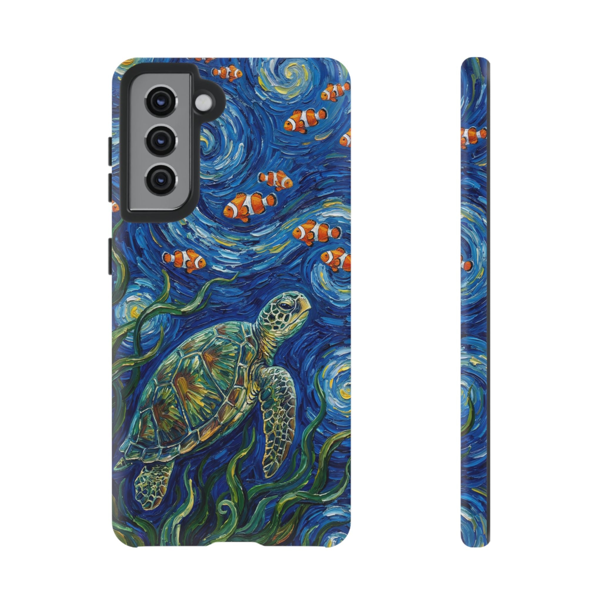 Sea Turtle & Clownfish Tough Samsung Galaxy Case | Van Gogh Style Ocean Art