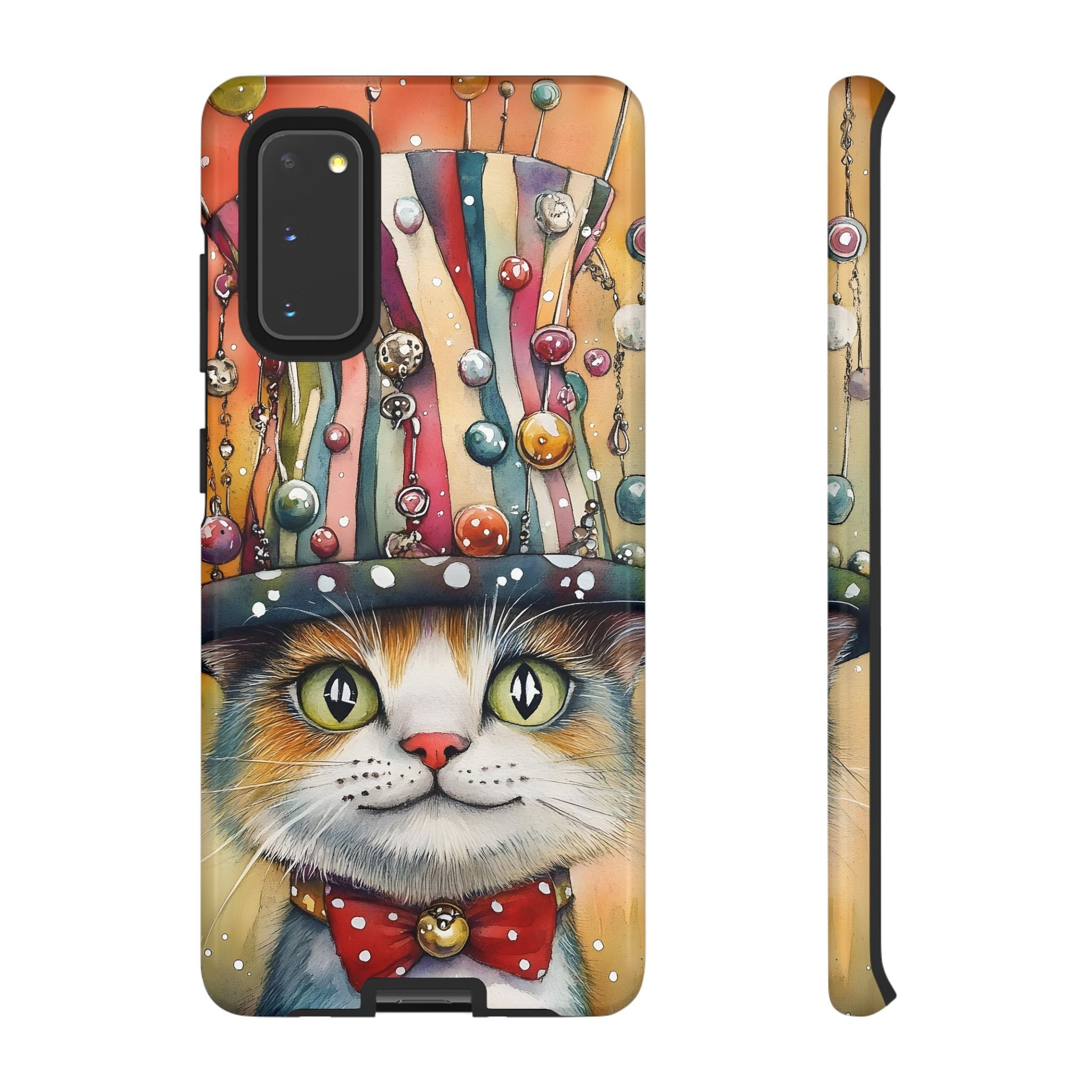 Cat in Colourful Top Hat Samsung Galaxy Case — Whimsical Cat Art iPhone Case