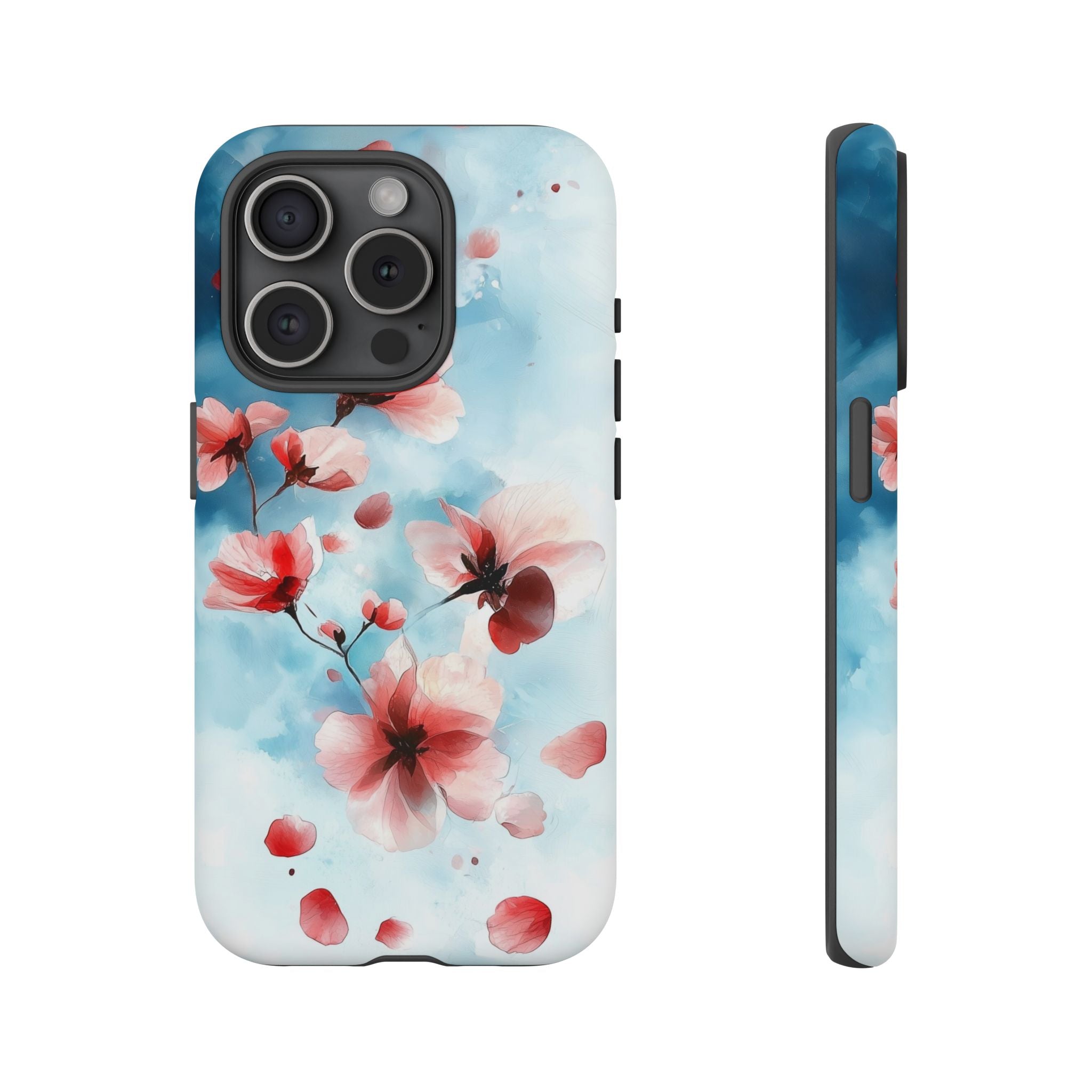 Floral Cherry Blossom iPhone Case | Pastel Pink Blue